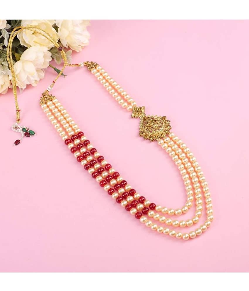 pearl beads Dulha groom sherwani Necklace/Moti Mala for Men for wedding | Exquisite Groom Mala | Perfect for Grooms - Jewellery Sets | Buy online on ZillyBuy