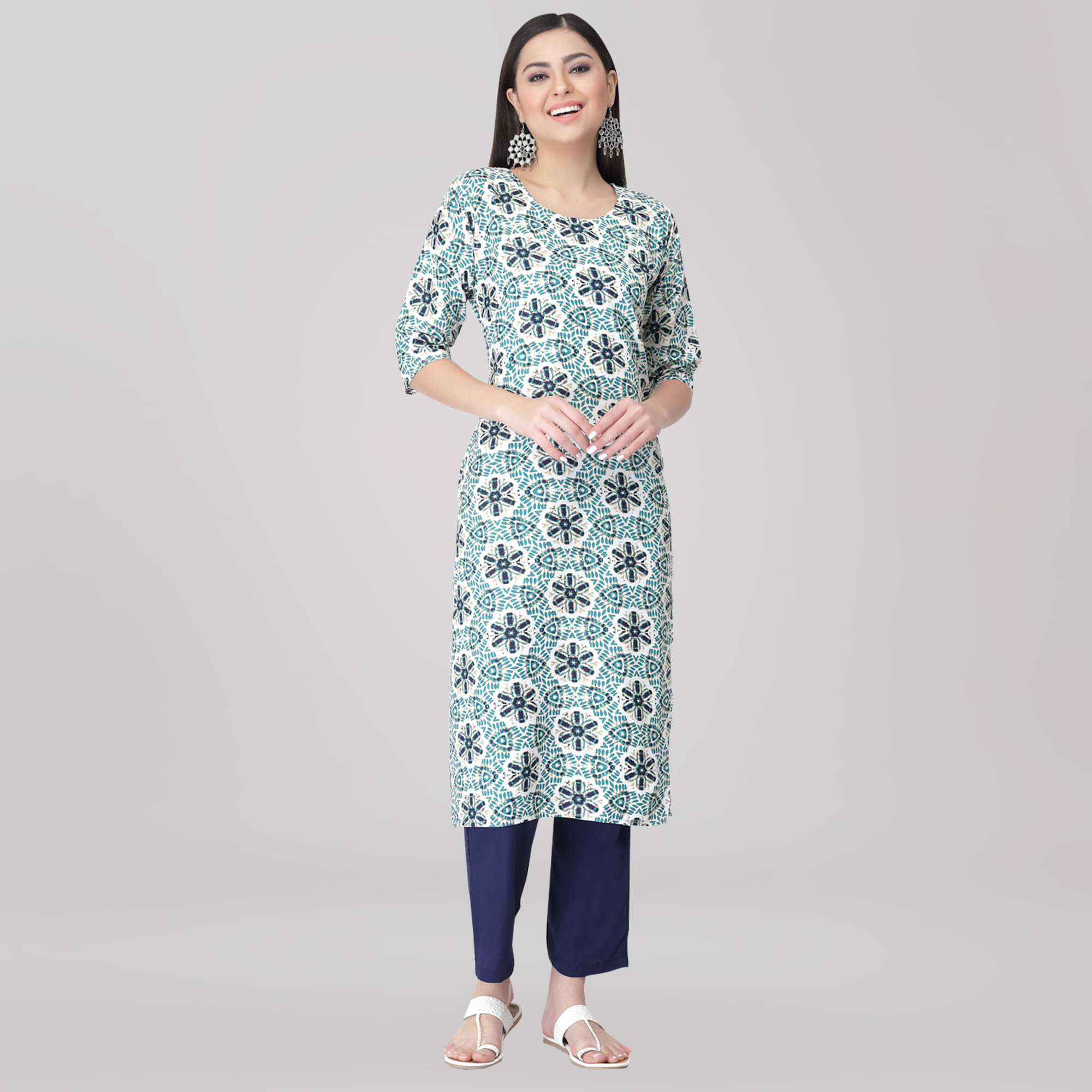 1 Stop Fashion Crepe Printed Kurti With Pants Women's Stitched Salwar Suit - Green ( Pack of 1 )     			1 Stop Fashion Crepe Printed Kurti With Pants Women's Stitched Salwar Suit - Green ( Pack of 1 )