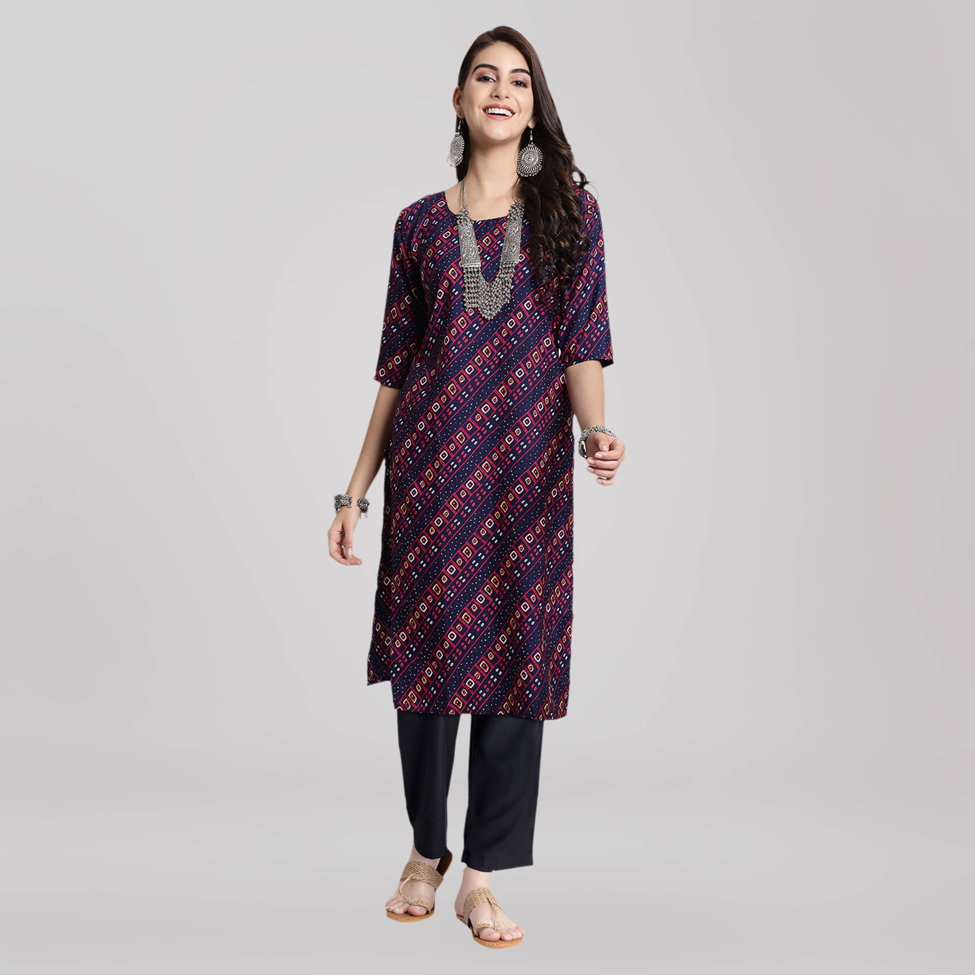     			1 Stop Fashion Crepe Printed Kurti With Pants Women's Stitched Salwar Suit - Purple ( Pack of 1 )