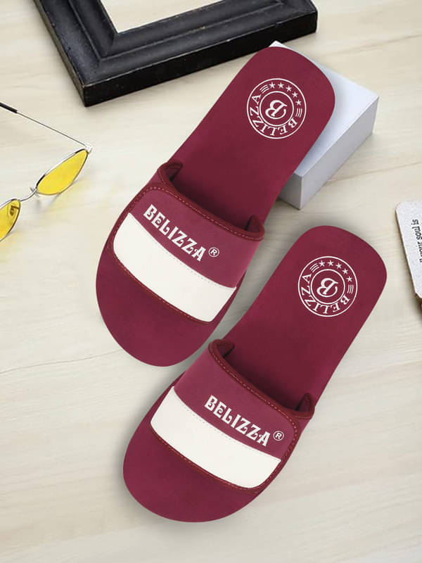     			BELIZZA Maroon Men's Slide Flip Flop