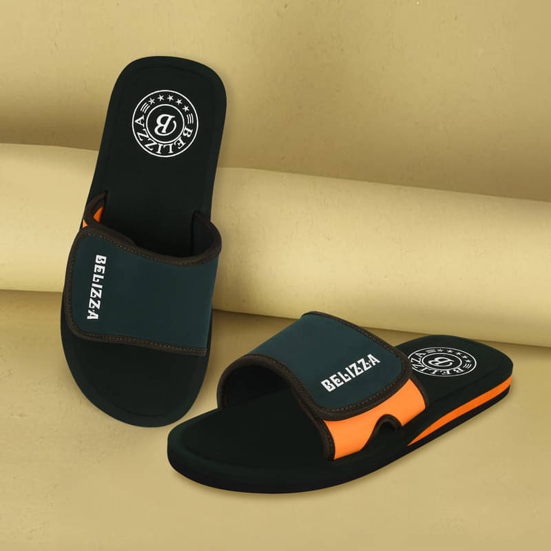     			BELIZZA Olive Men's Slide Flip Flop