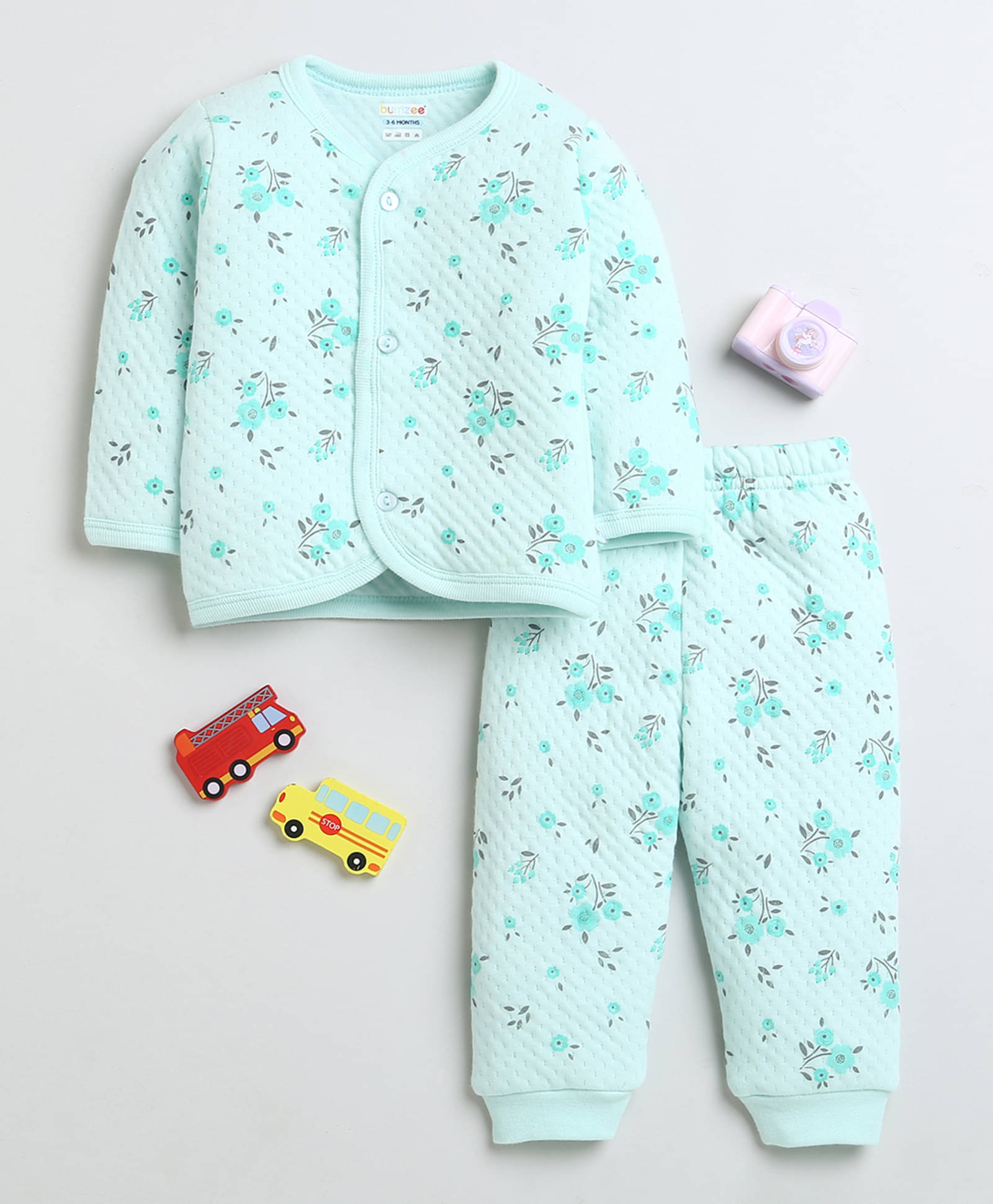     			BUMZEE Pack of 1 Baby Girls Cotton Blend Sweatshirt & Jogger Set ( Mint Green )