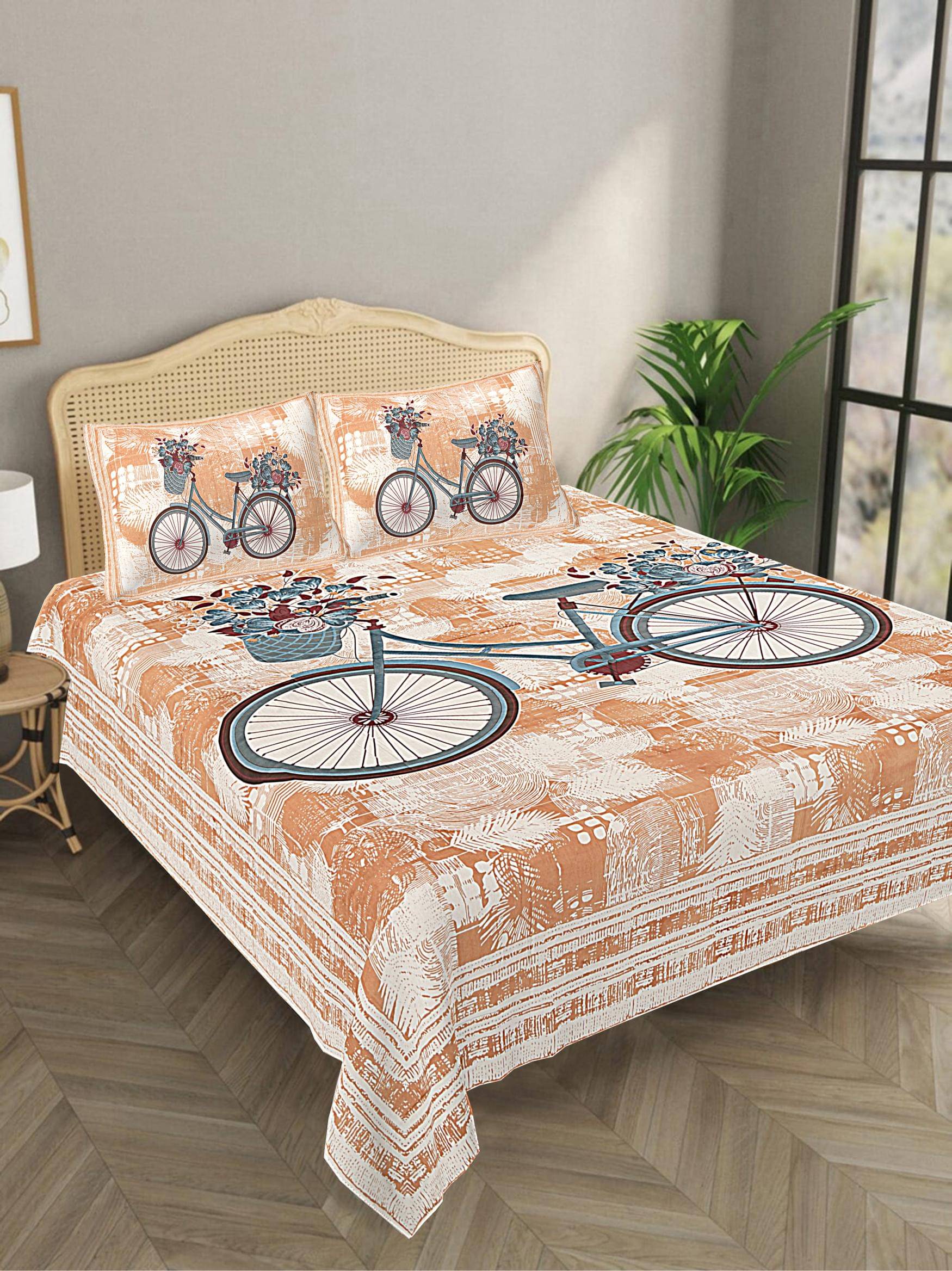 Bombay Spreads Cotton 1 Double King Bedsheet with 2 Pillow Covers ( Orange ) Bombay Spreads Cotton 1 Double King Bedsheet with 2 Pillow Covers ( Orange )
