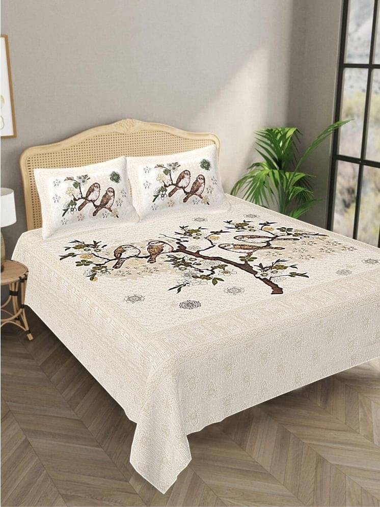     			Bombay Spreads Cotton 1 Double King Bedsheet with 2 Pillow Covers ( Beige )