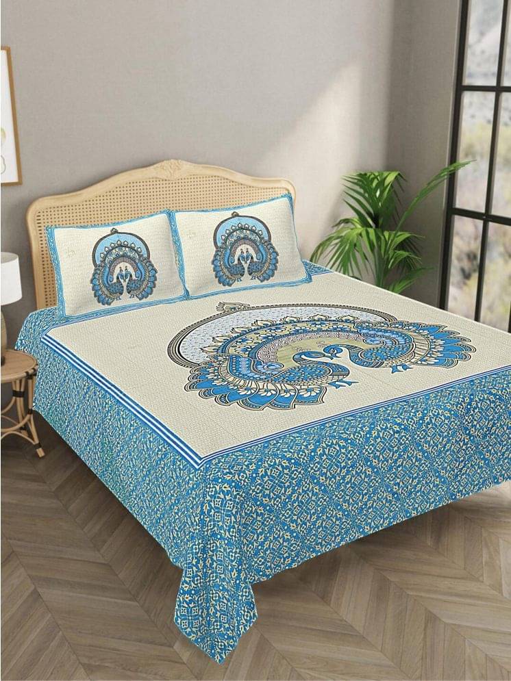 Bombay Spreads Cotton 1 Double King Bedsheet with 2 Pillow Covers ( Blue )     			Bombay Spreads Cotton 1 Double King Bedsheet with 2 Pillow Covers ( Blue )