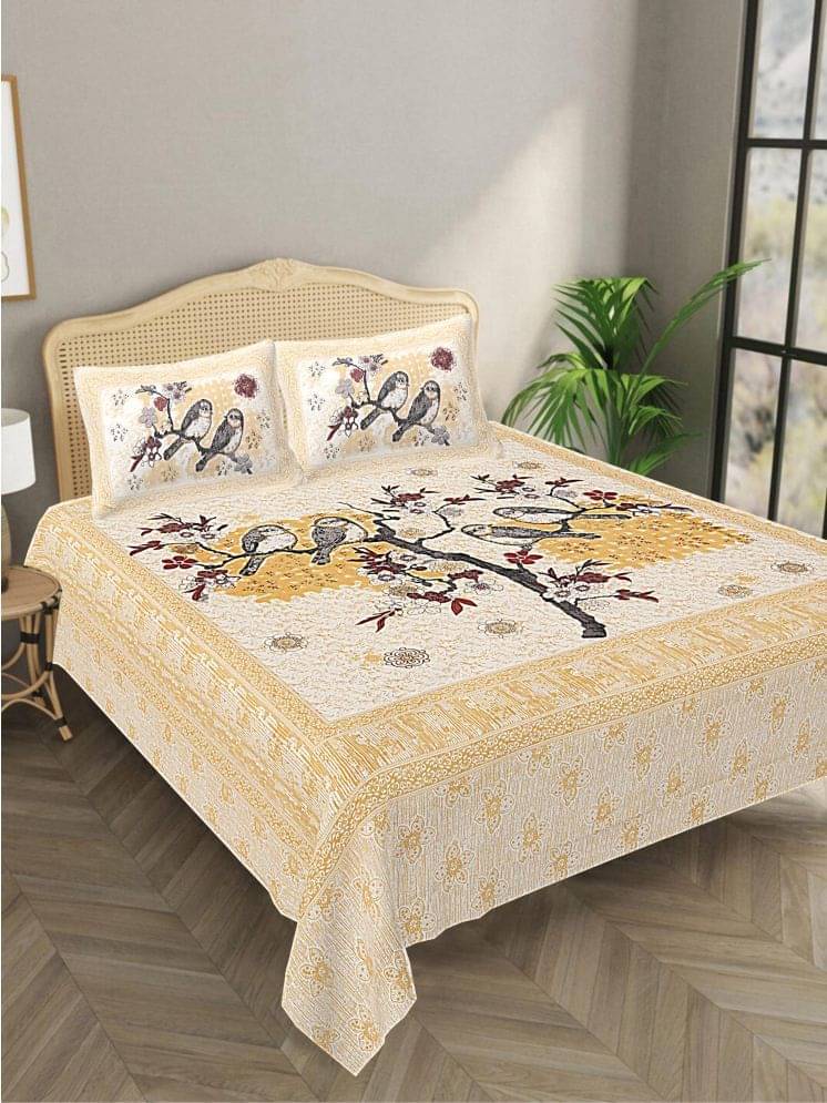     			Bombay Spreads Cotton 1 Double King Bedsheet with 2 Pillow Covers ( Yellow )
