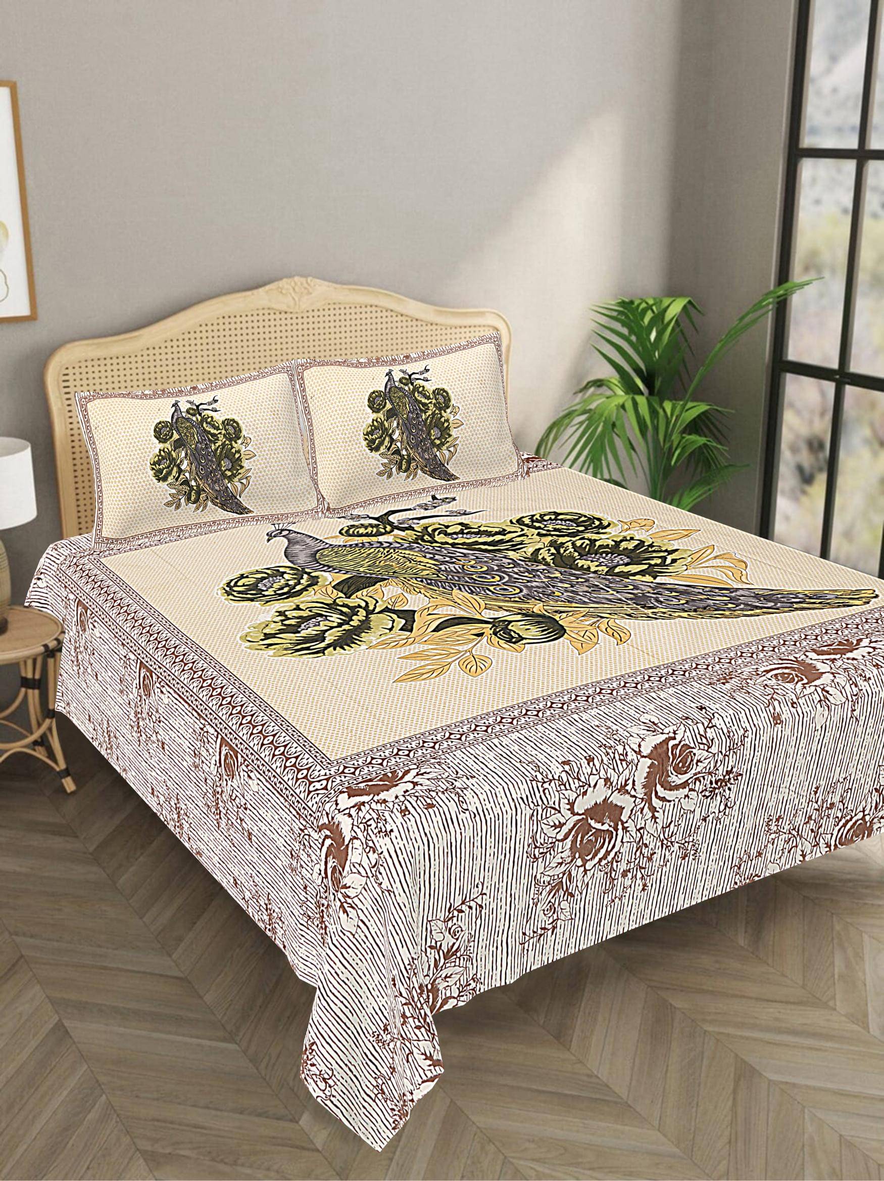 Bombay Spreads Cotton 1 Double King Bedsheet with 2 Pillow Covers ( Mustard )     			Bombay Spreads Cotton 1 Double King Bedsheet with 2 Pillow Covers ( Mustard )