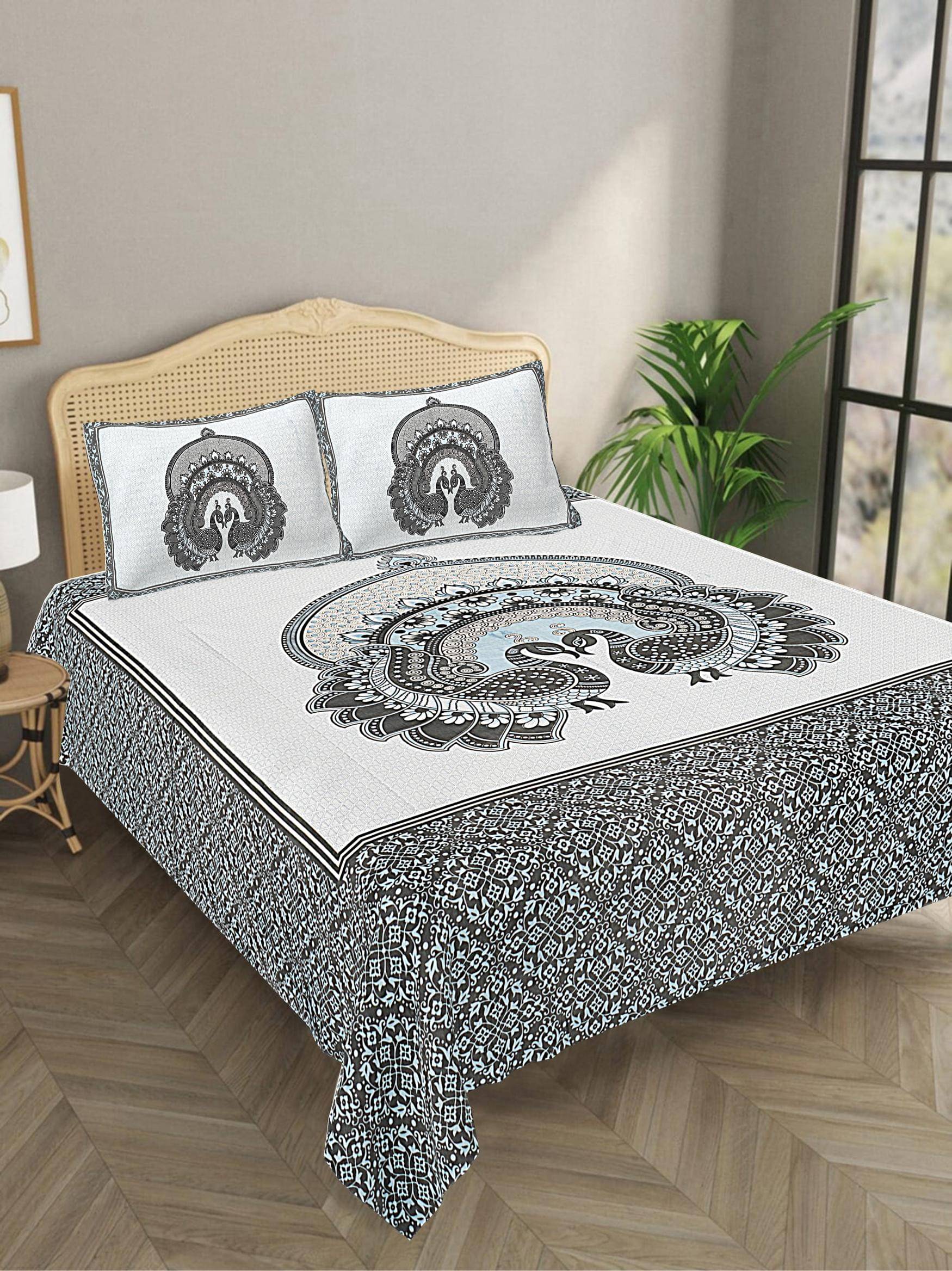     			Bombay Spreads Cotton 1 Double King Bedsheet with 2 Pillow Covers ( Gray )