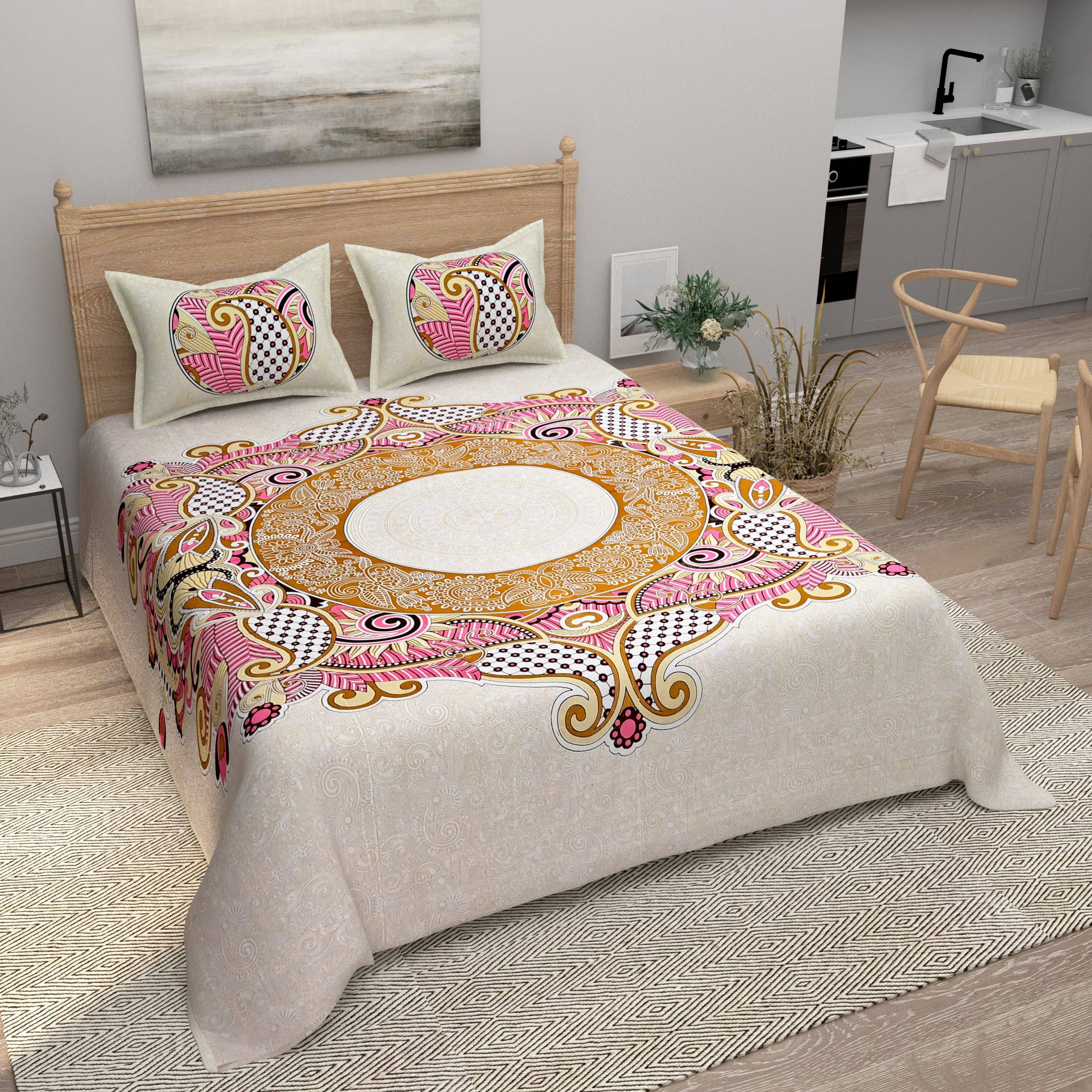 Bombay Spreads Cotton 1 Double King Bedsheet with 2 Pillow Covers ( Pink )     			Bombay Spreads Cotton 1 Double King Bedsheet with 2 Pillow Covers ( Pink )