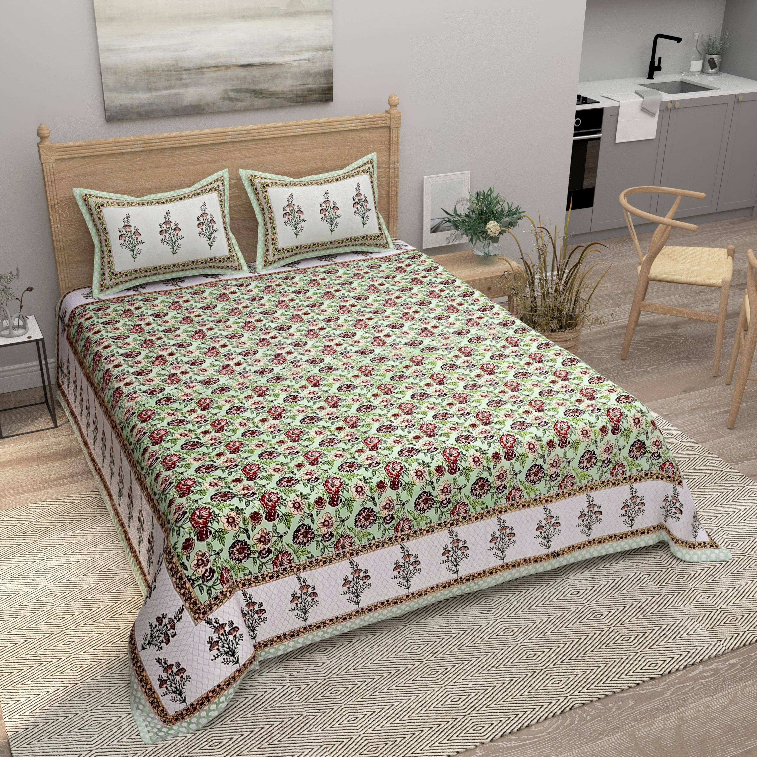     			Bombay Spreads Cotton 1 Double King Bedsheet with 2 Pillow Covers ( Beige )