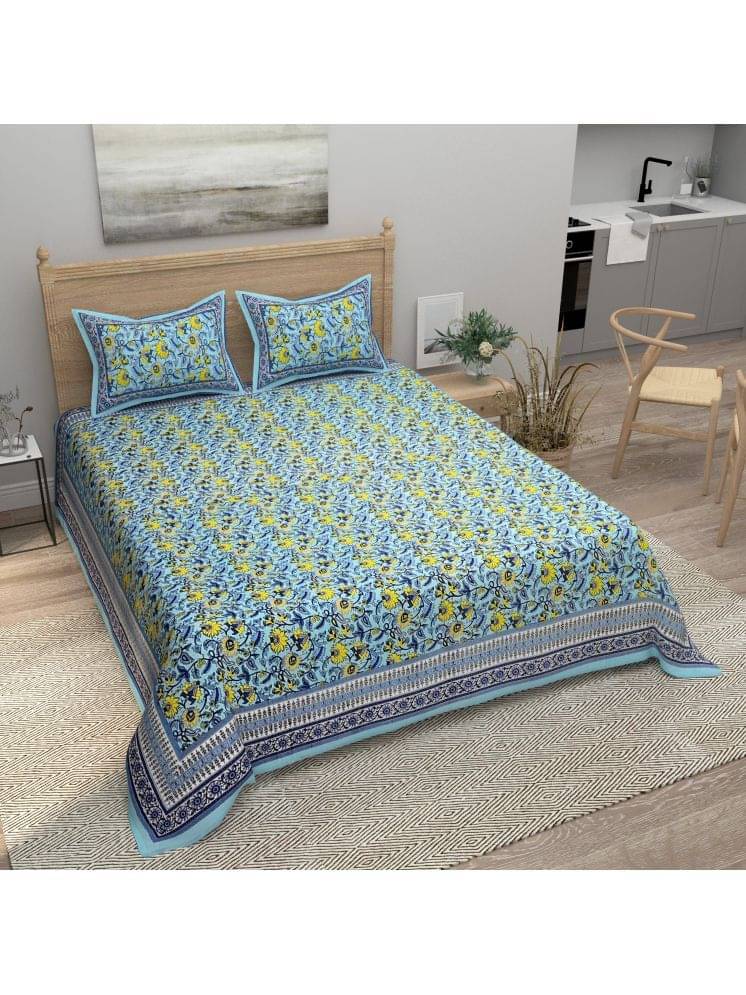 Bombay Spreads Cotton 1 Double King Bedsheet with 2 Pillow Covers ( Turquoise )     			Bombay Spreads Cotton 1 Double King Bedsheet with 2 Pillow Covers ( Turquoise )
