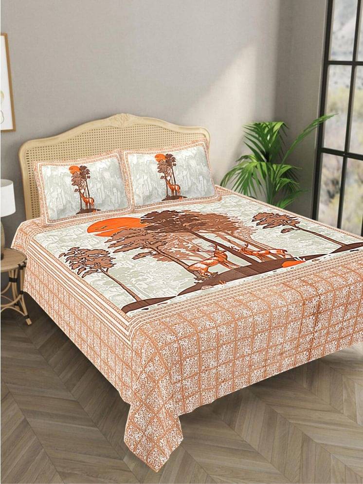     			Bombay Spreads Cotton 1 Double King Bedsheet with 2 Pillow Covers ( Brown )