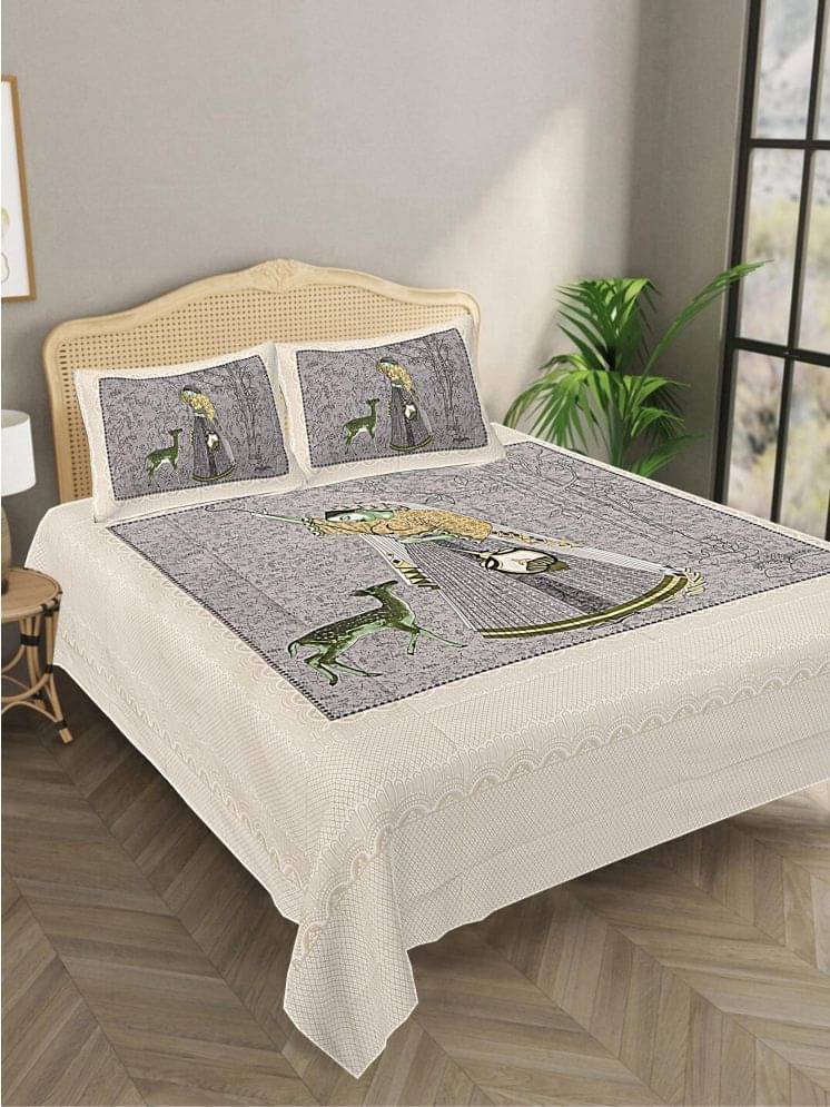     			Bombay Spreads Cotton 1 Double King Bedsheet with 2 Pillow Covers ( Gray )