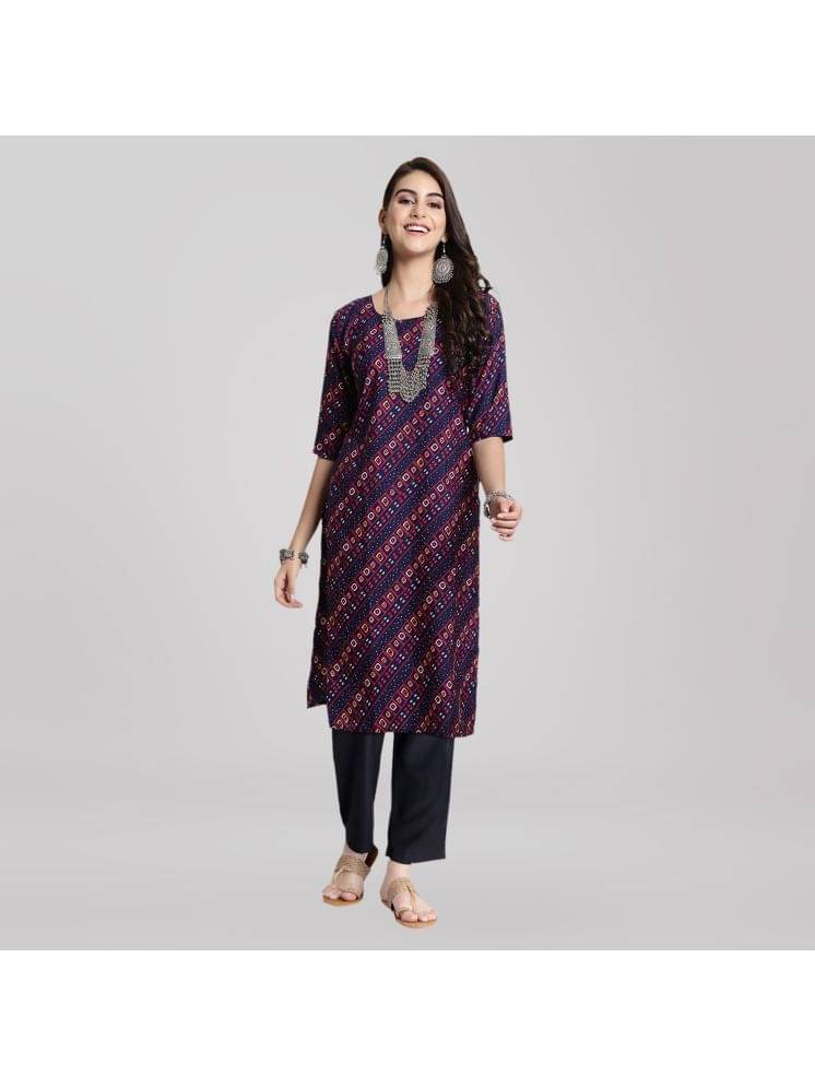 Ethnic Basket Crepe Printed Kurti With Pants Women's Stitched Salwar Suit - Purple ( Pack of 1 ) Ethnic Basket Crepe Printed Kurti With Pants Women's Stitched Salwar Suit - Purple ( Pack of 1 )