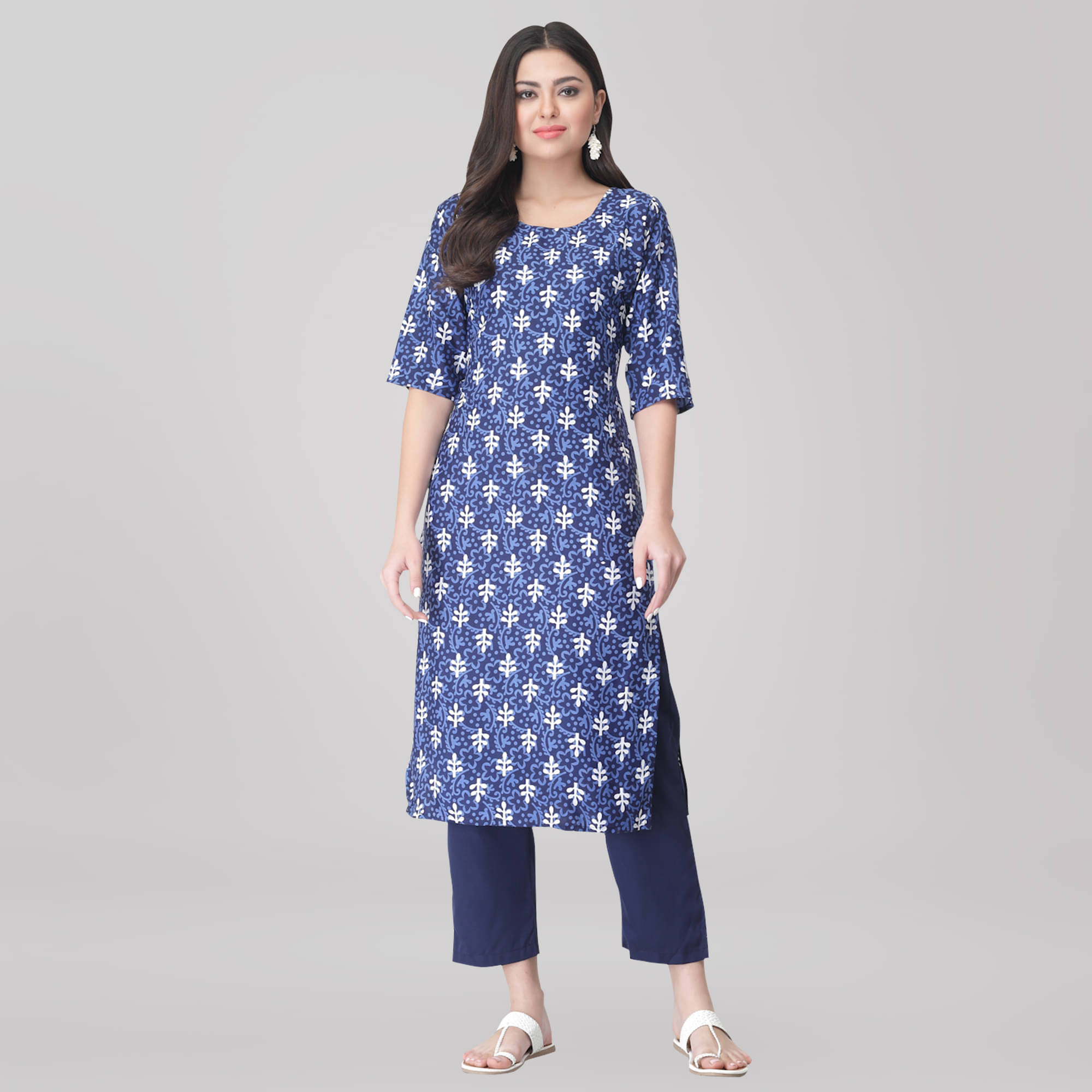 Ethnic Basket Crepe Printed Kurti With Pants Women's Stitched Salwar Suit - Blue ( Pack of 1 ) Ethnic Basket Crepe Printed Kurti With Pants Women's Stitched Salwar Suit - Blue ( Pack of 1 )