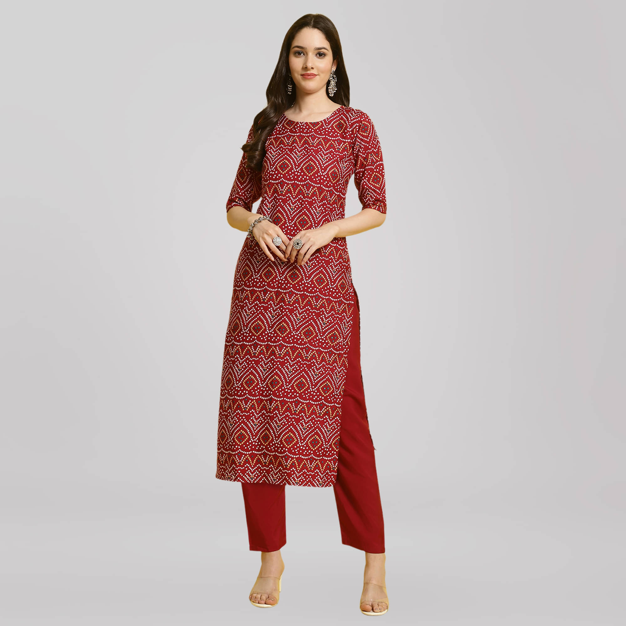 Ethnic Basket Crepe Printed Kurti With Pants Women's Stitched Salwar Suit - Multicolor ( Pack of 1 )     			Ethnic Basket Crepe Printed Kurti With Pants Women's Stitched Salwar Suit - Multicolor ( Pack of 1 )