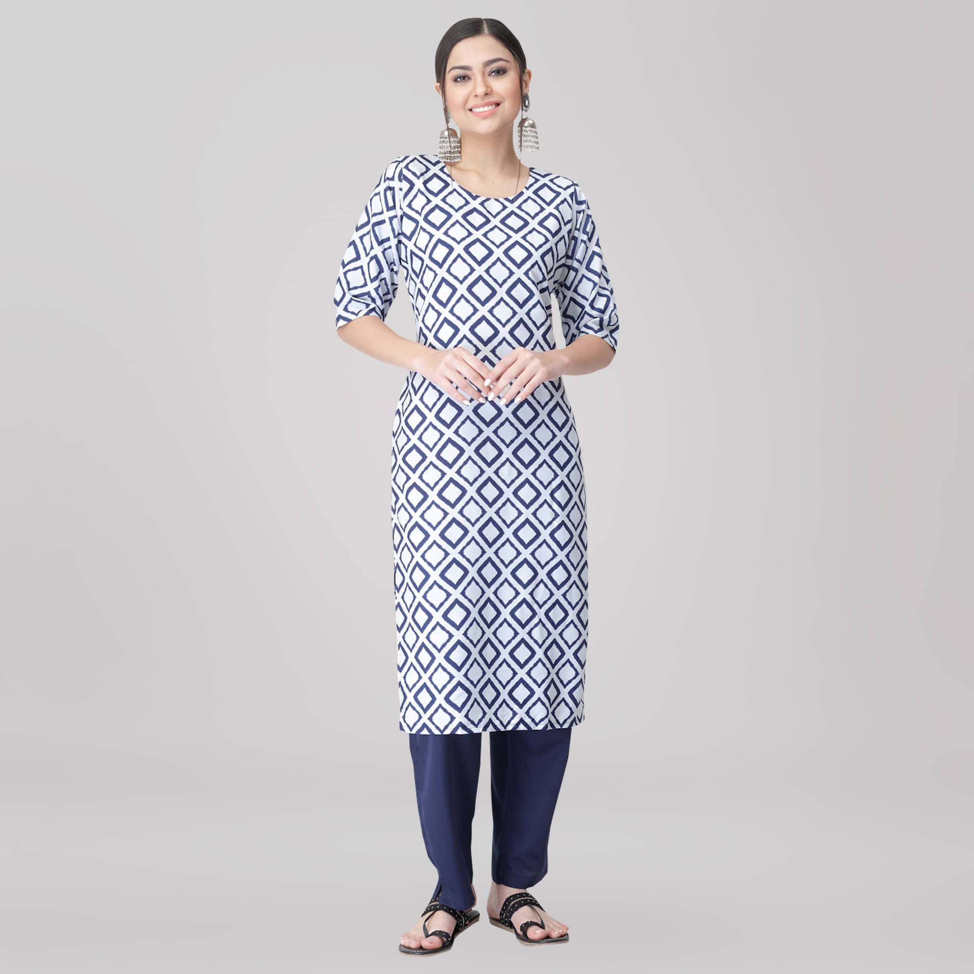 Ethnic Basket Crepe Printed Kurti With Pants Women's Stitched Salwar Suit - Blue ( Pack of 1 ) Ethnic Basket Crepe Printed Kurti With Pants Women's Stitched Salwar Suit - Blue ( Pack of 1 )