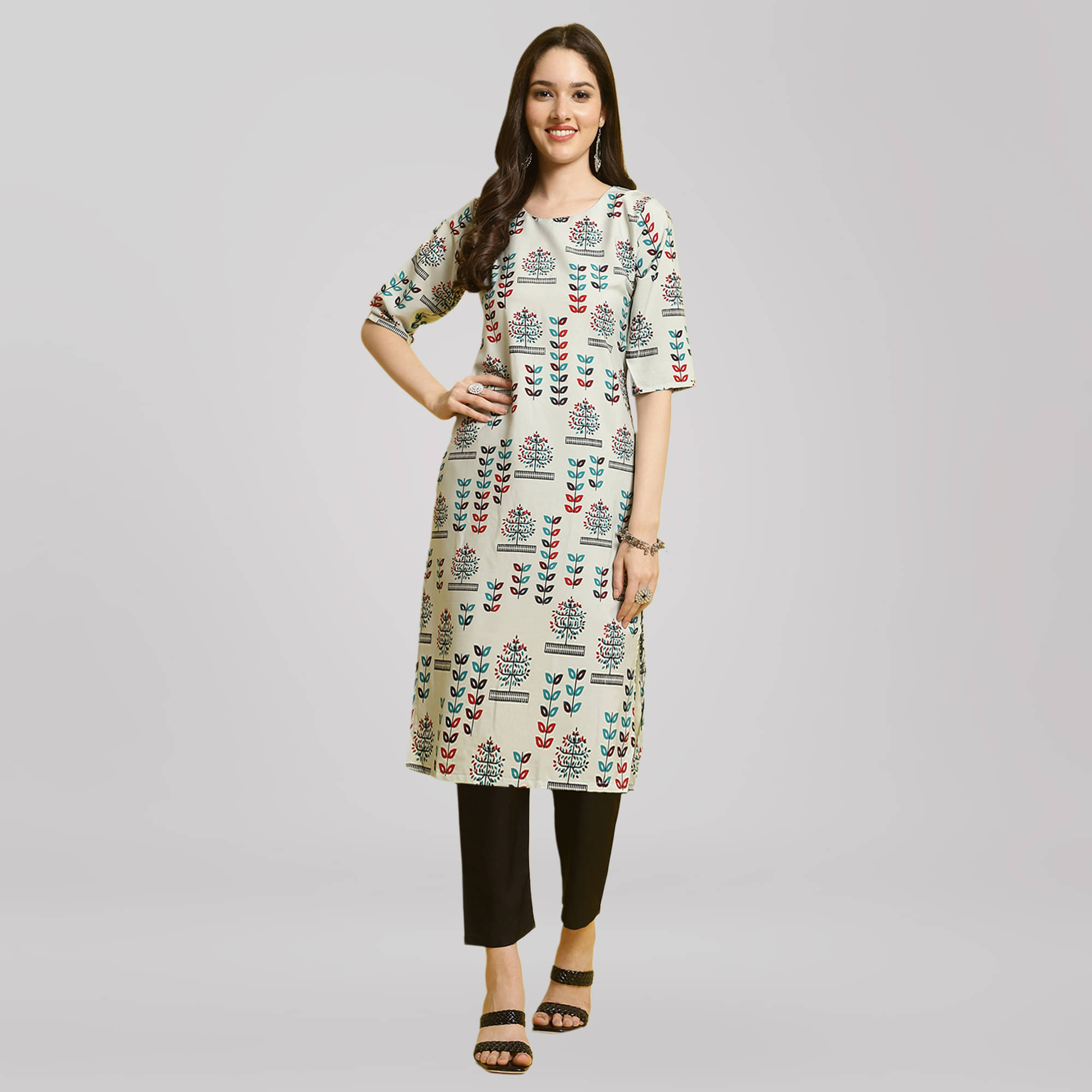 Ethnic Basket Crepe Printed Kurti With Pants Women's Stitched Salwar Suit - Grey ( Pack of 1 ) Ethnic Basket Crepe Printed Kurti With Pants Women's Stitched Salwar Suit - Grey ( Pack of 1 )