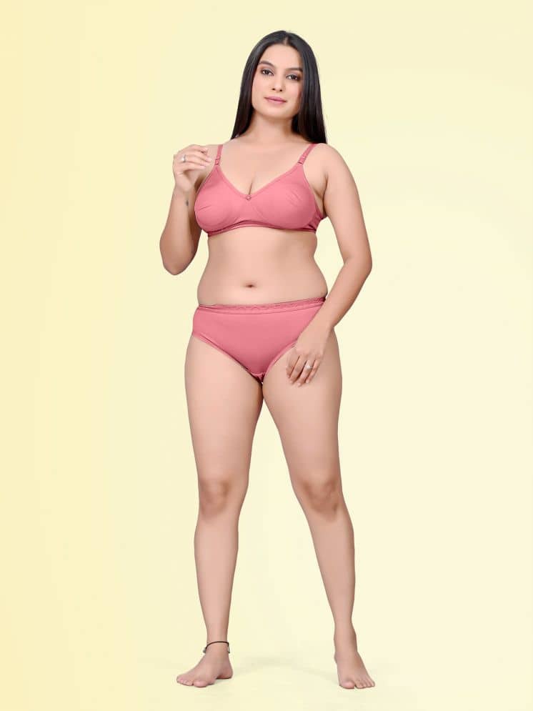 HAYA Cotton Women's Bra & Panty Set ( Pink ) Aleena Set D710