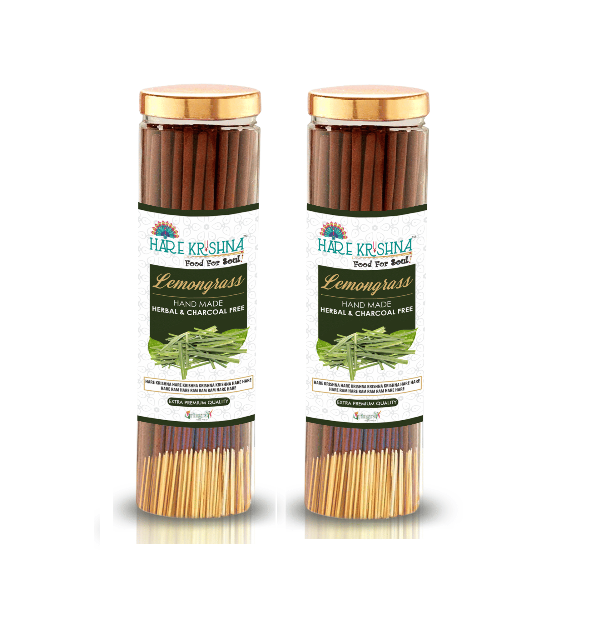     			Hare Krishna Food For Soul Incense Dhoop Sticks Lemongrass 200 gm ( Pack of 2 )
