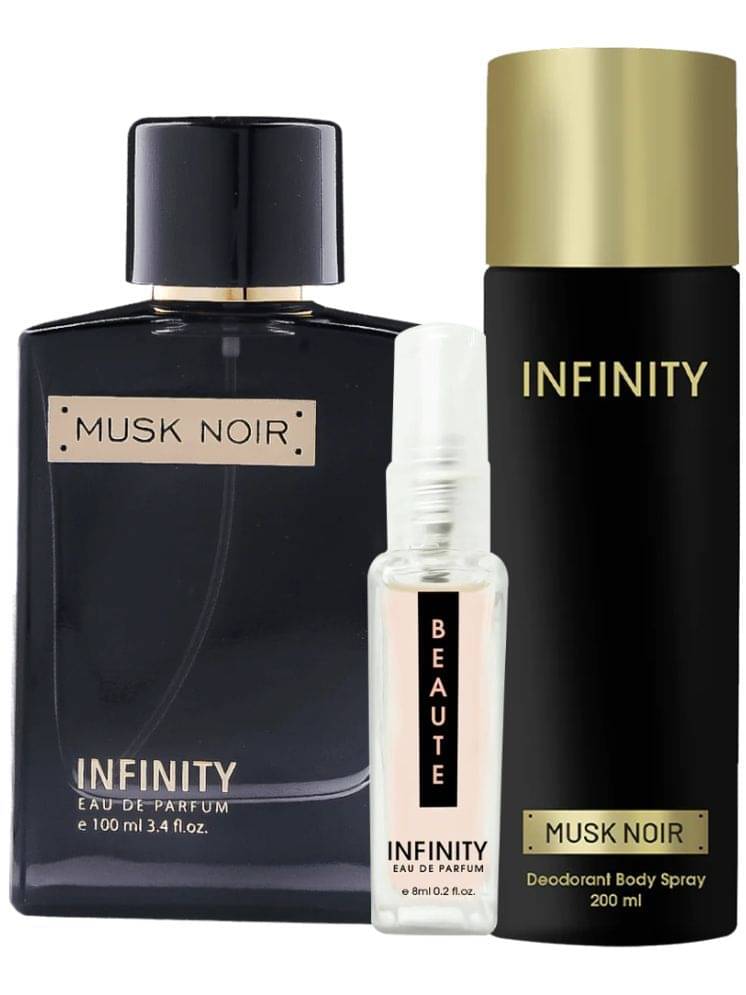     			Infinity Musk Noir EDP Perfume 100ml,Musk Noir Deodorant 200ml,Beaute Pocket Perfume 8ml Pack of 3