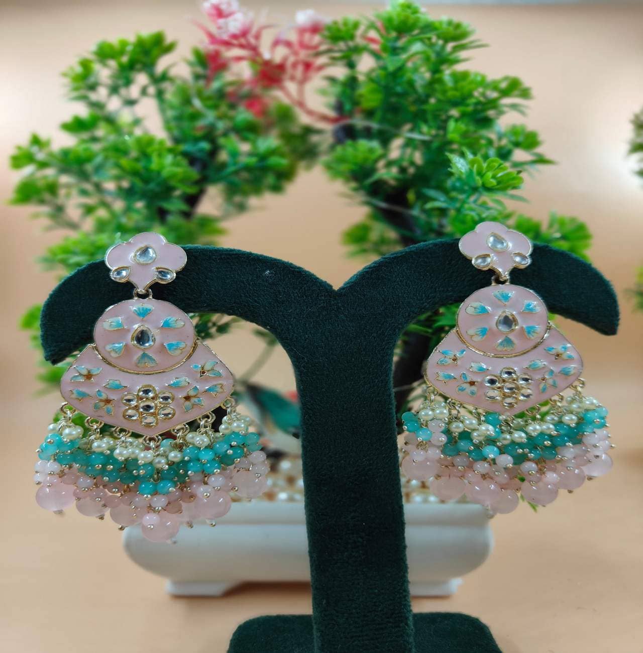 Jiyanshi fashion Light Pink Chandbalis Earrings ( Pack of 1 ) - Earrings | Buy online on ZillyBuy
