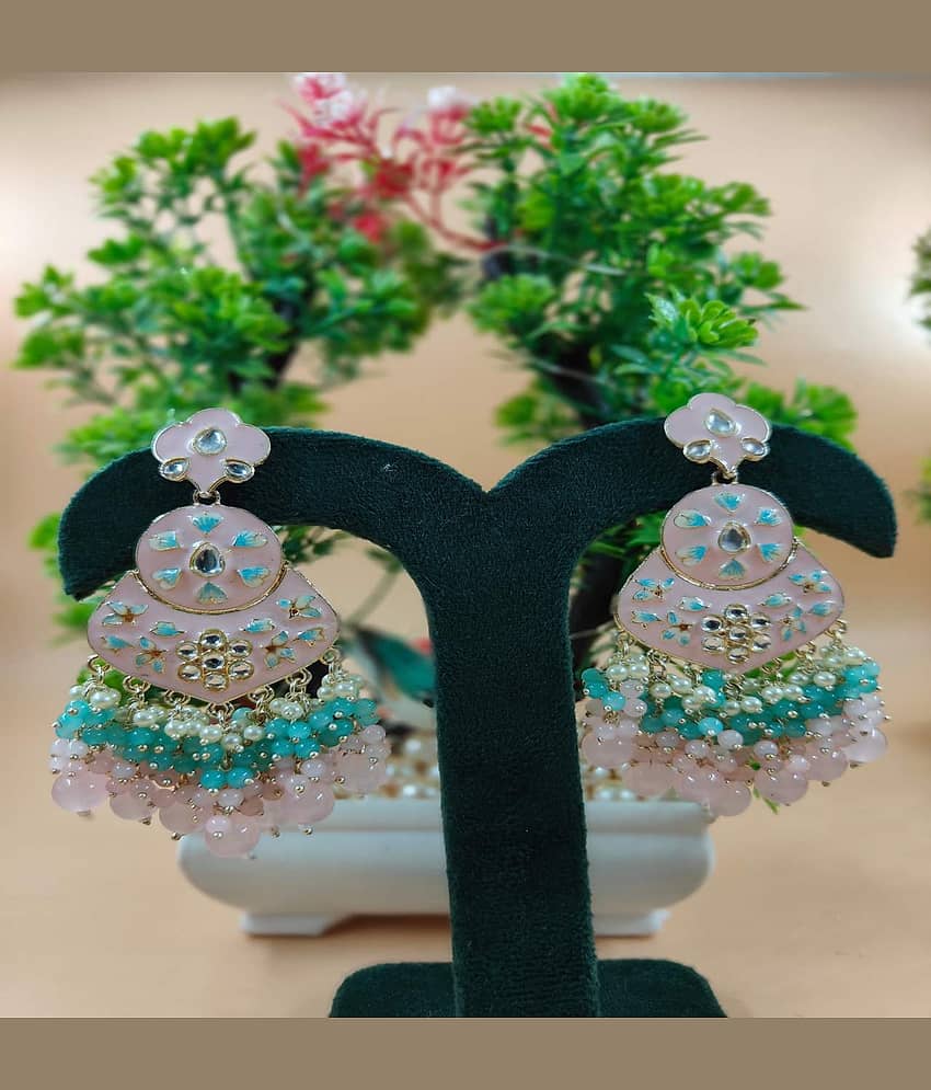 Jiyanshi fashion Light Pink Chandbalis Earrings ( Pack of 1 ) - Earrings | Buy online on ZillyBuy