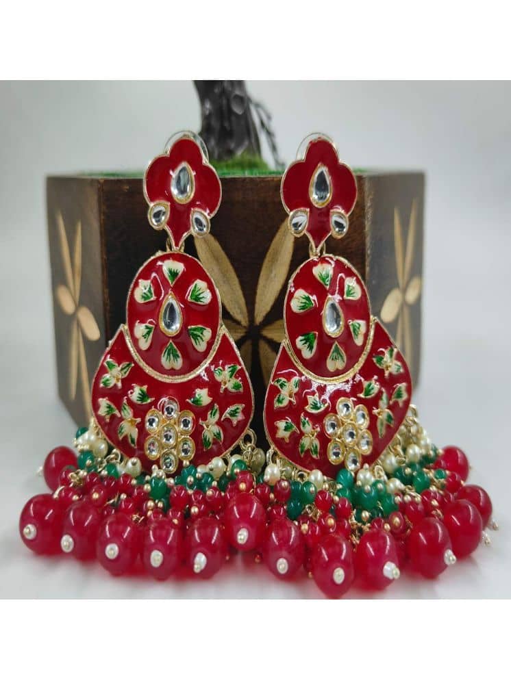 Jiyanshi fashion Maroon Chandbalis Earrings ( Pack of 1 ) - Earrings | Buy online on ZillyBuy