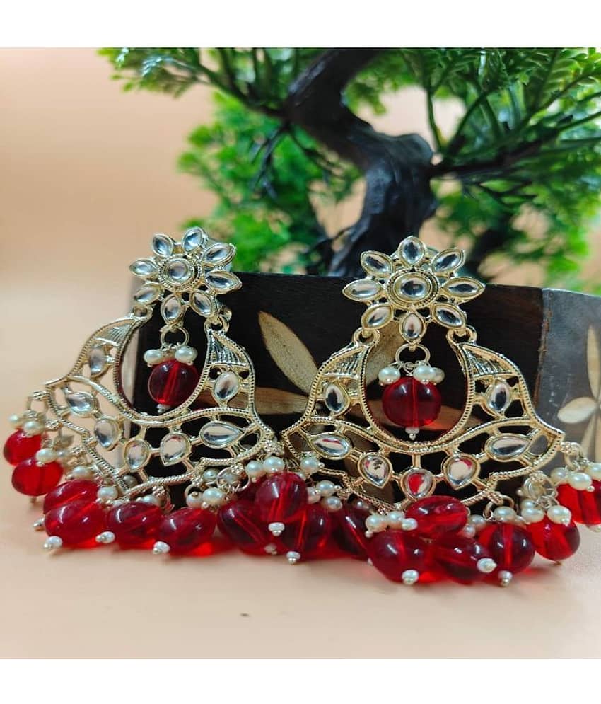 Jiyanshi fashion Red Chandbalis Earrings ( Pack of 1 ) - Earrings | Buy online on ZillyBuy