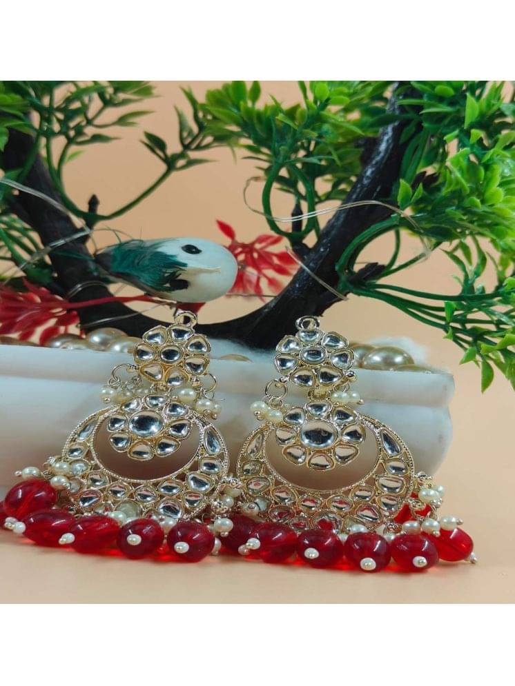     			Jiyanshi fashion Red Chandbalis Earrings ( Pack of 1 )