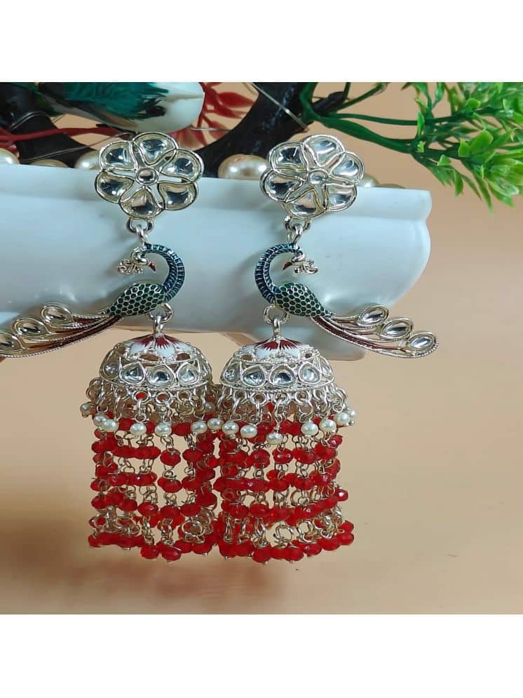 Jiyanshi fashion Red Jhumki Earrings ( Pack of 1 ) - Earrings | Buy online on ZillyBuy
