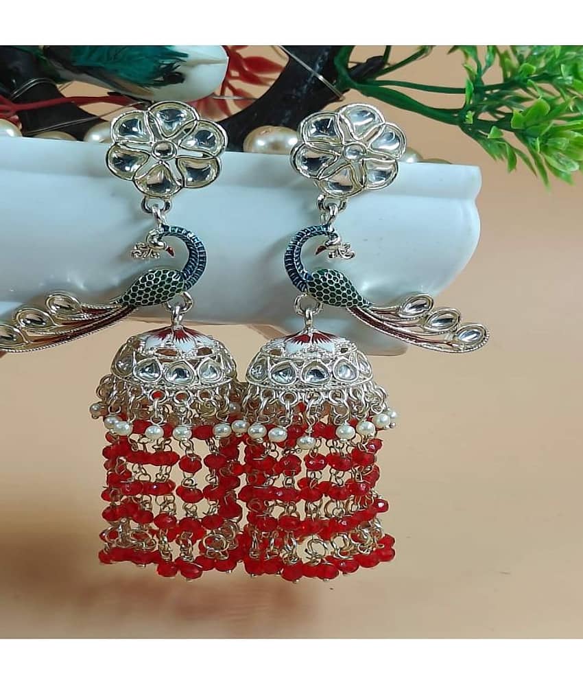 Jiyanshi fashion Red Jhumki Earrings ( Pack of 1 ) - Earrings | Buy online on ZillyBuy