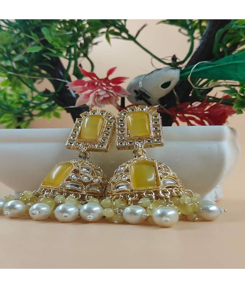 Jiyanshi fashion Yellow Jhumki Earrings ( Pack of 1 ) - Earrings | Buy online on ZillyBuy