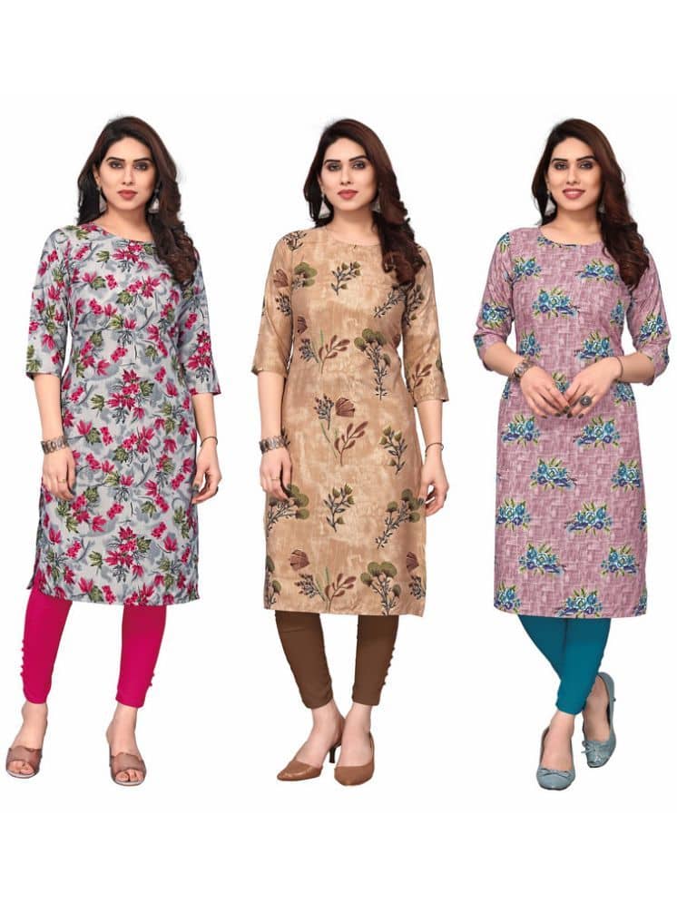 KETAKI FASHION Crepe Printed Straight Women's Kurti - Multicolor7 ( Pack of 3 ) - Kurtis, Tunics | Buy online on ZillyBuy