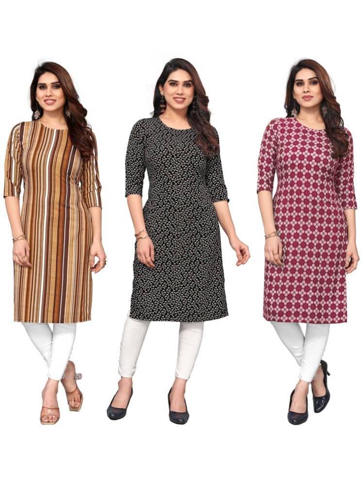     			KETAKI FASHION Crepe Striped Straight Women's Kurti - Multicolor4 ( Pack of 3 )