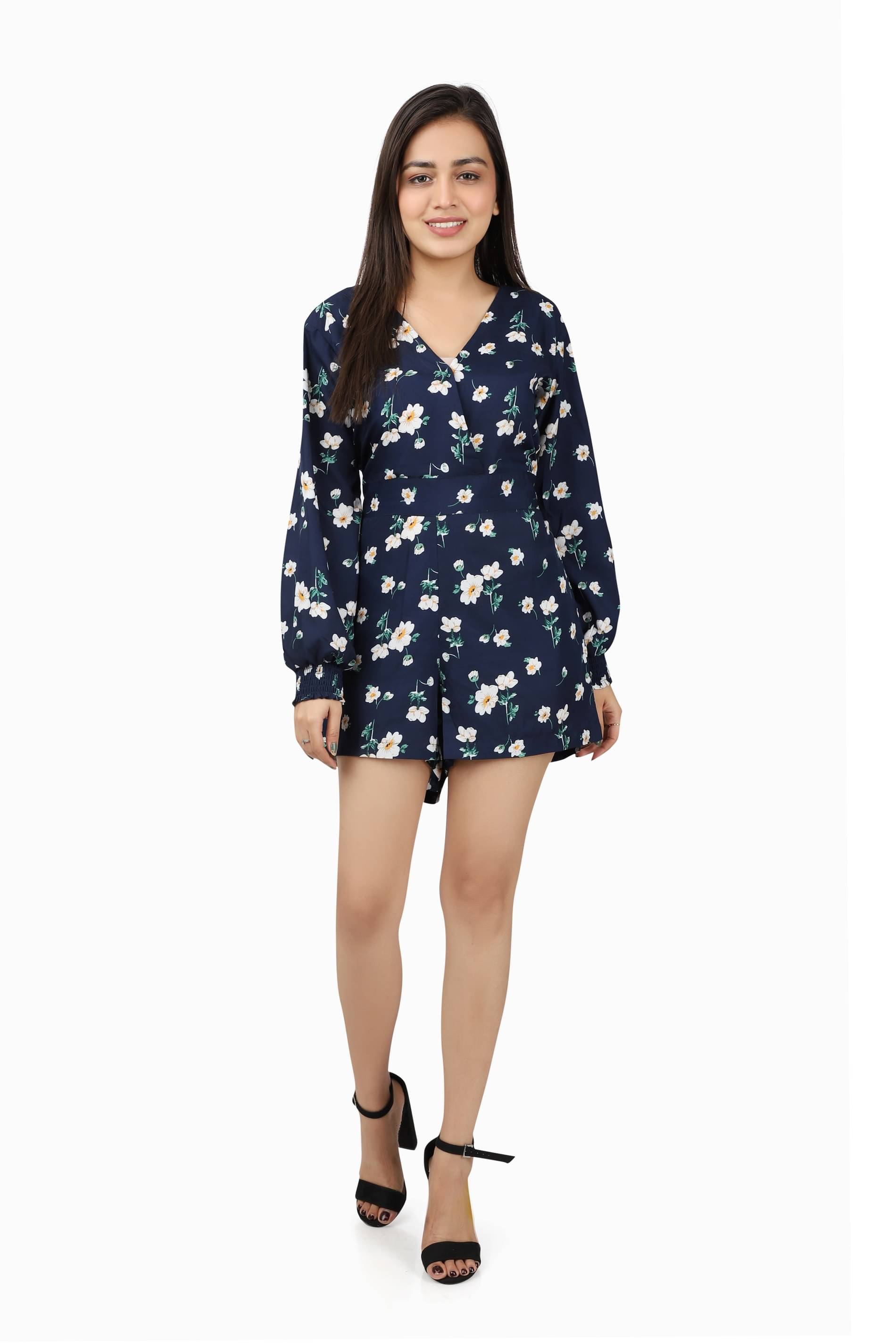 Leean Patterns Navy Blue Polyester Regular Fit Women's Jumpsuit ( Pack of 1 ) Leean Patterns Navy Blue Polyester Regular Fit Women's Jumpsuit ( Pack of 1 )
