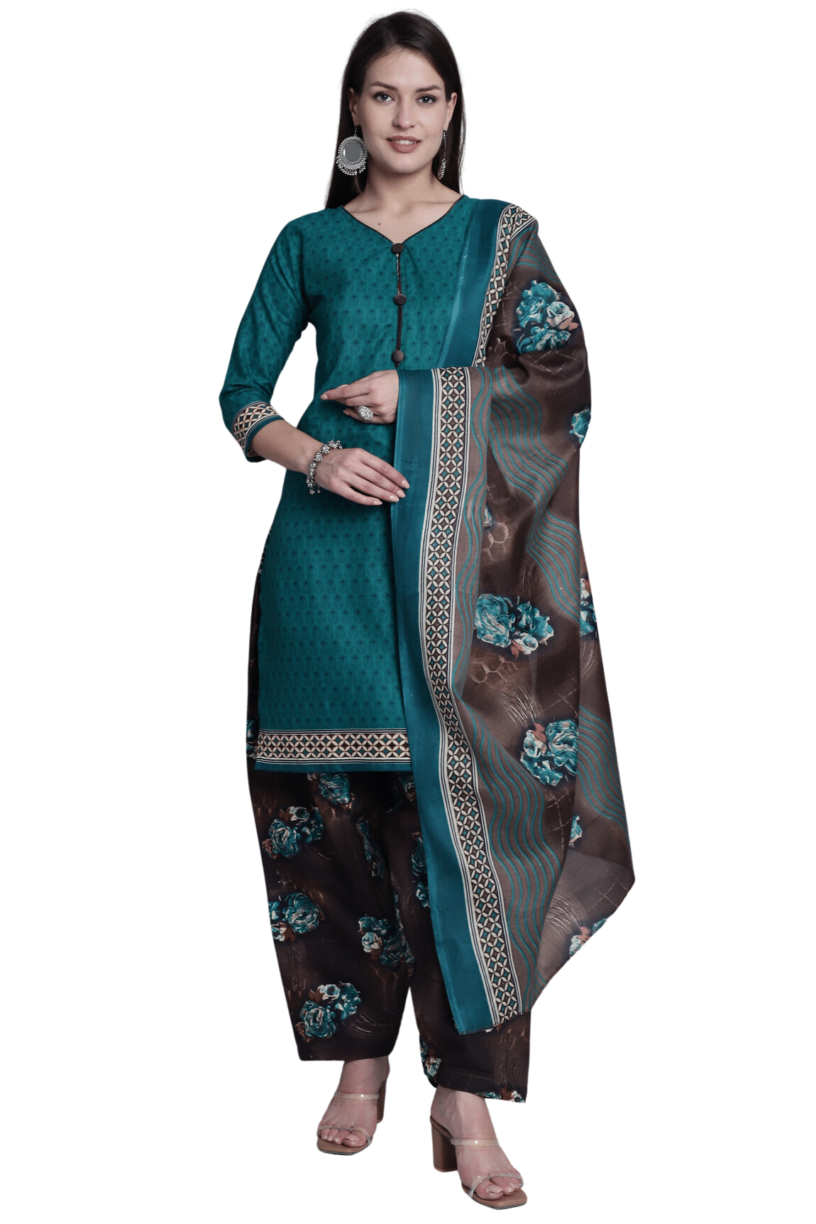 Rajnandini Women Cotton Blend Printed Straight Kurti With Patiala Salwar ( Green ) Rajnandini Women Cotton Blend Printed Straight Kurti With Patiala Salwar ( Green )