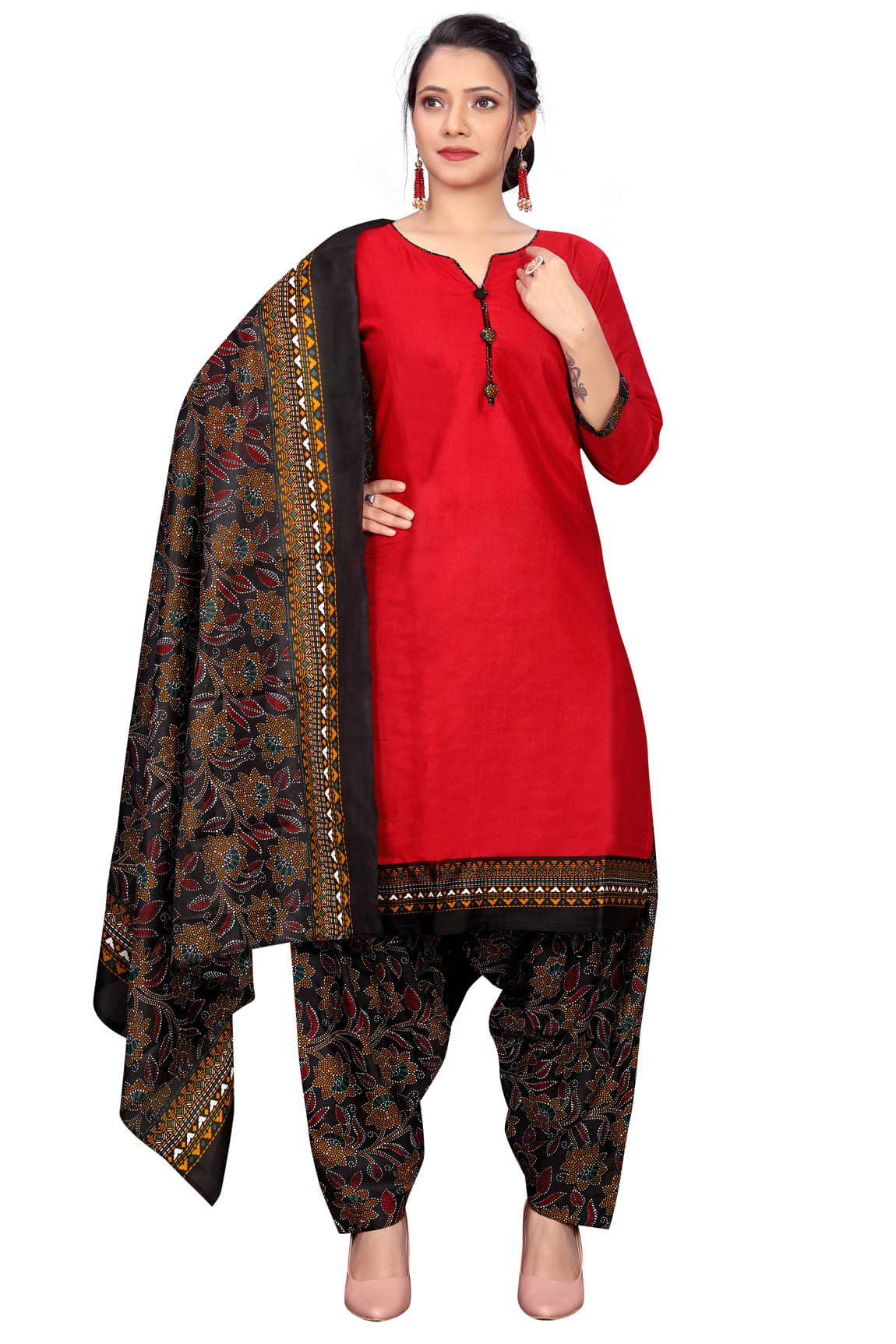 Rajnandini Women Cotton Blend Printed Straight Kurti With Patiala Salwar ( Maroon ) Rajnandini Women Cotton Blend Printed Straight Kurti With Patiala Salwar ( Maroon )