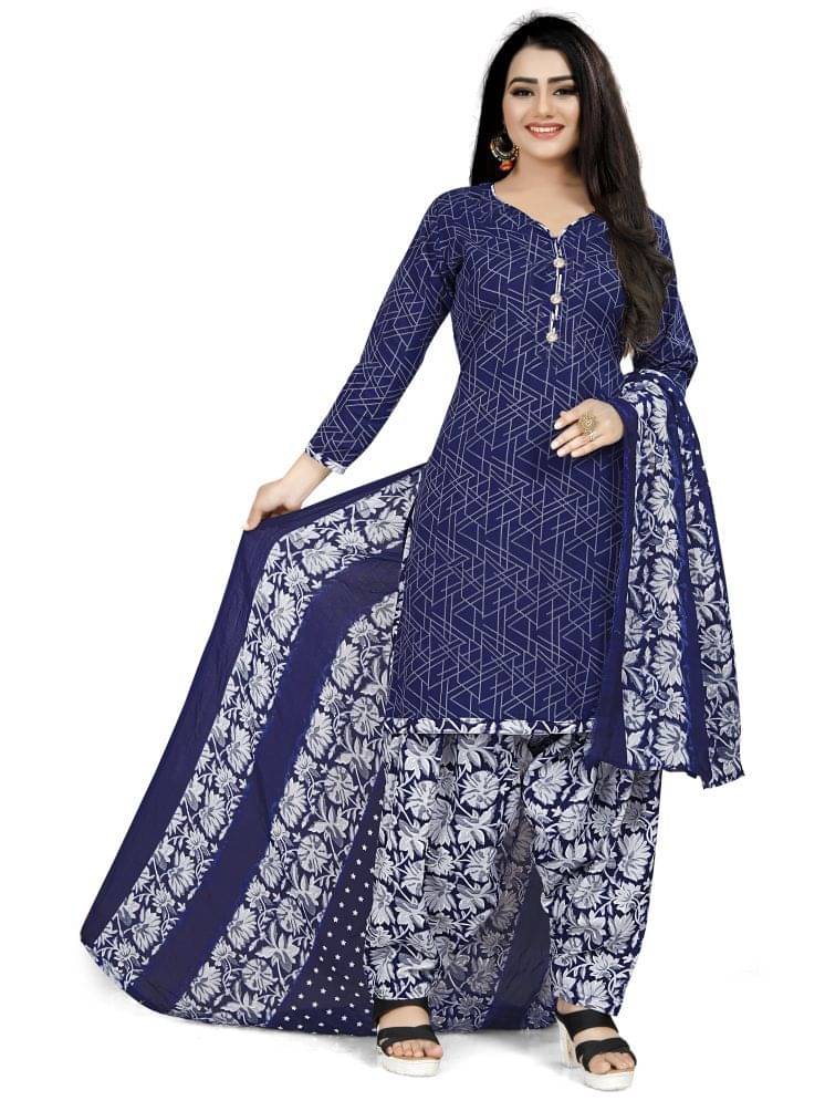 Rajnandini Women Cotton Blend Printed Straight Kurti With Patiala Salwar ( Blue ) Rajnandini Women Cotton Blend Printed Straight Kurti With Patiala Salwar ( Blue )