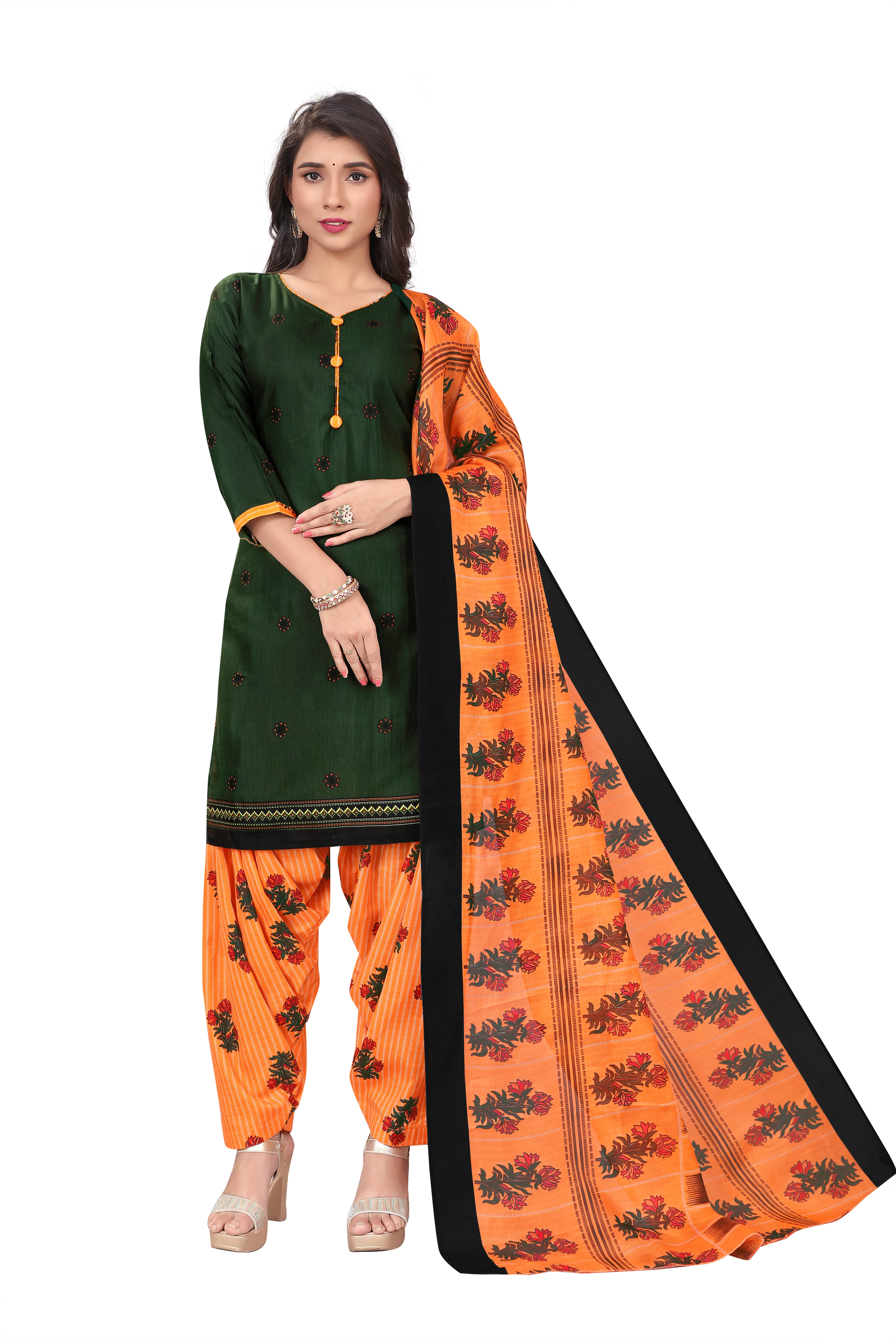 Rajnandini Women Cotton Blend Printed Straight Kurti With Patiala Salwar ( Green ) Rajnandini Women Cotton Blend Printed Straight Kurti With Patiala Salwar ( Green )