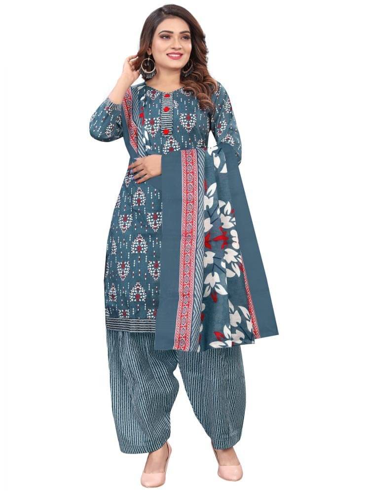 Rajnandini Women Cotton Blend Printed Straight Kurti With Patiala Salwar ( Multicolor ) Rajnandini Women Cotton Blend Printed Straight Kurti With Patiala Salwar ( Multicolor )