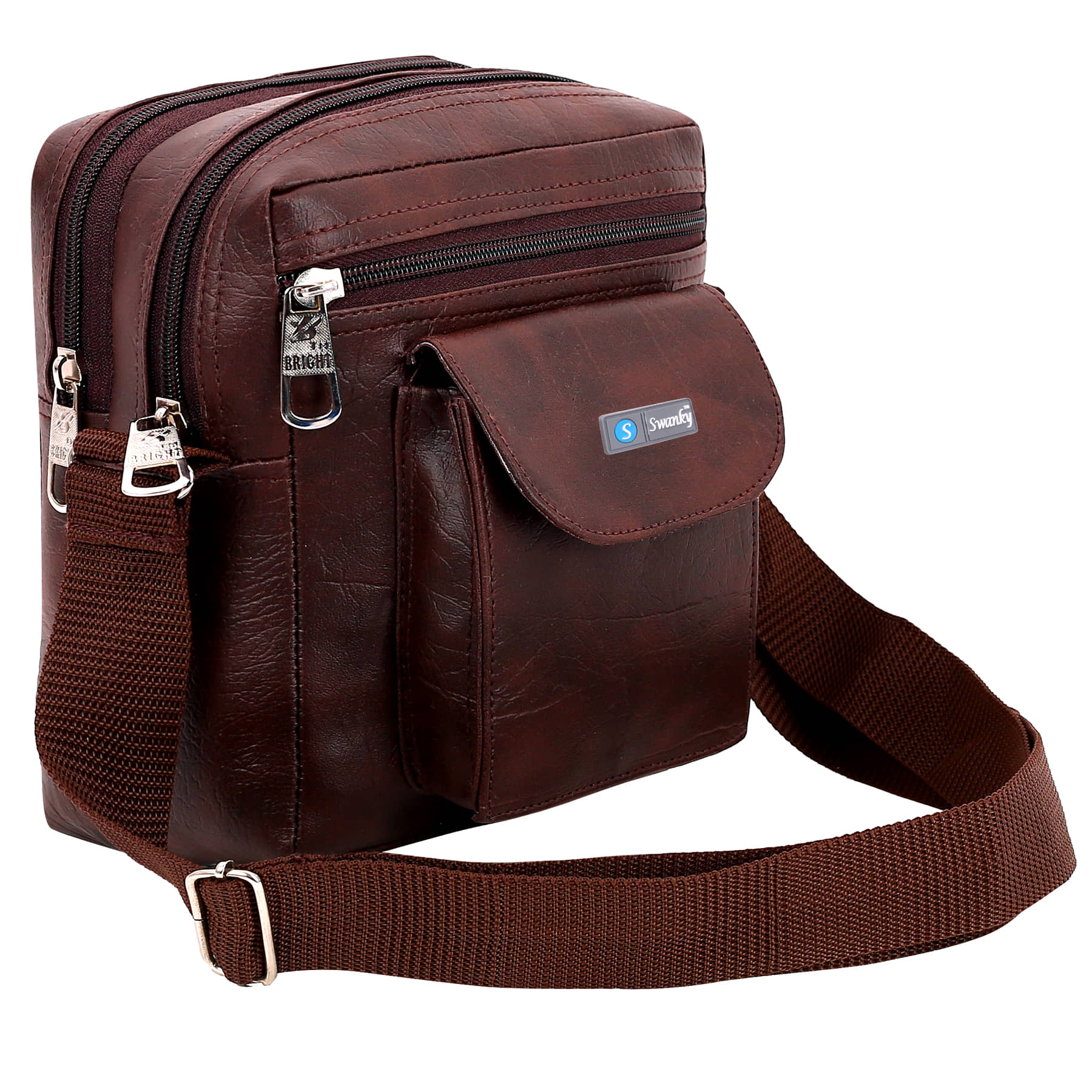 Swanky Leather Brown Sling Bag - Handbags | Buy online on ZillyBuy