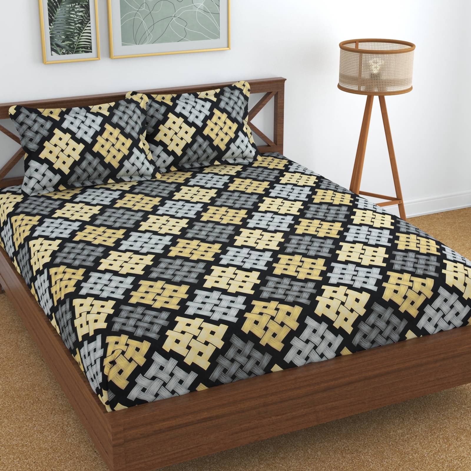     			UrbanArts Microfiber 1 Double Bedsheet with 2 Pillow Covers ( Gray )