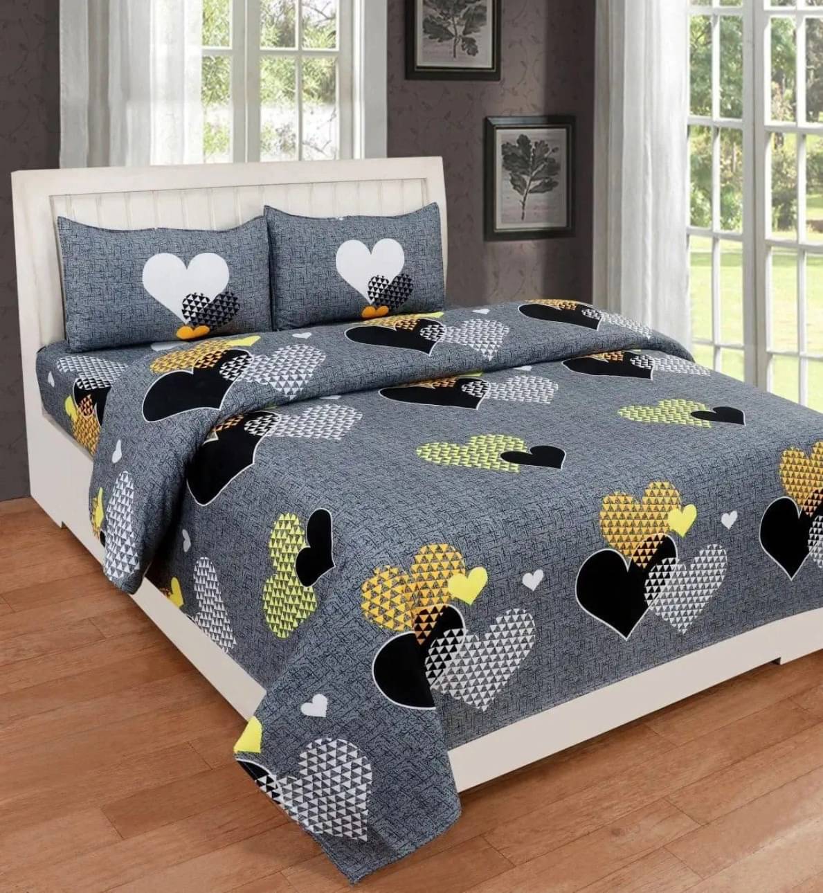     			UrbanArts Microfiber 1 Double Bedsheet with 2 Pillow Covers ( Gray )