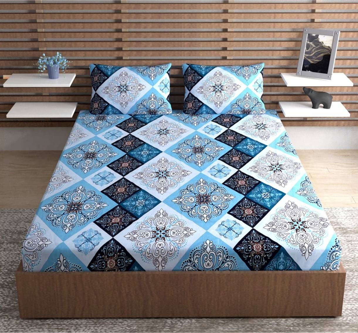 UrbanArts Microfiber 1 Double Bedsheet with 2 Pillow Covers ( Blue )     			UrbanArts Microfiber 1 Double Bedsheet with 2 Pillow Covers ( Blue )