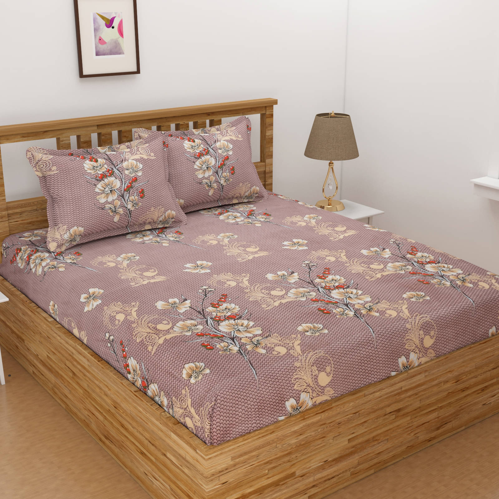 UrbanArts Microfiber 1 Double Bedsheet with 2 Pillow Covers ( Bronze ) UrbanArts Microfiber 1 Double Bedsheet with 2 Pillow Covers ( Bronze )