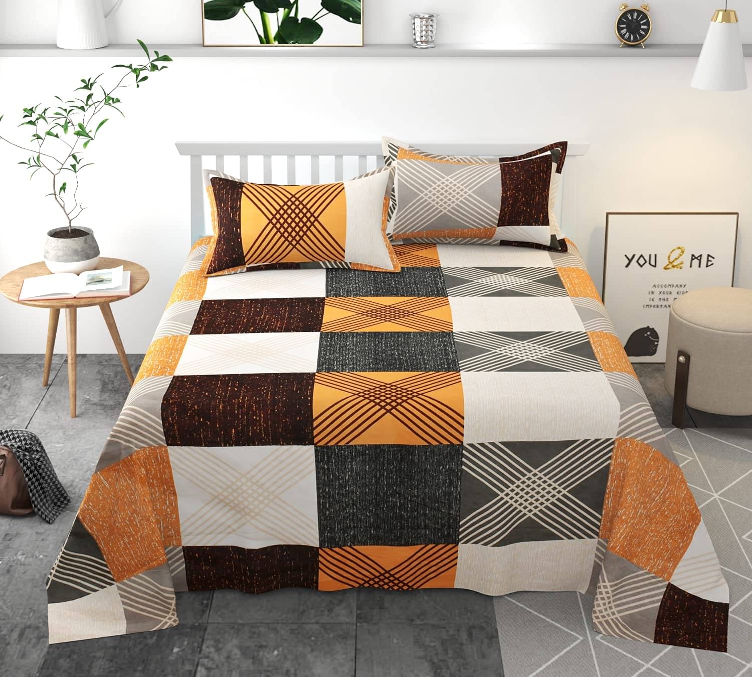     			UrbanArts Microfiber 1 Double Bedsheet with 2 Pillow Covers ( Bronze )