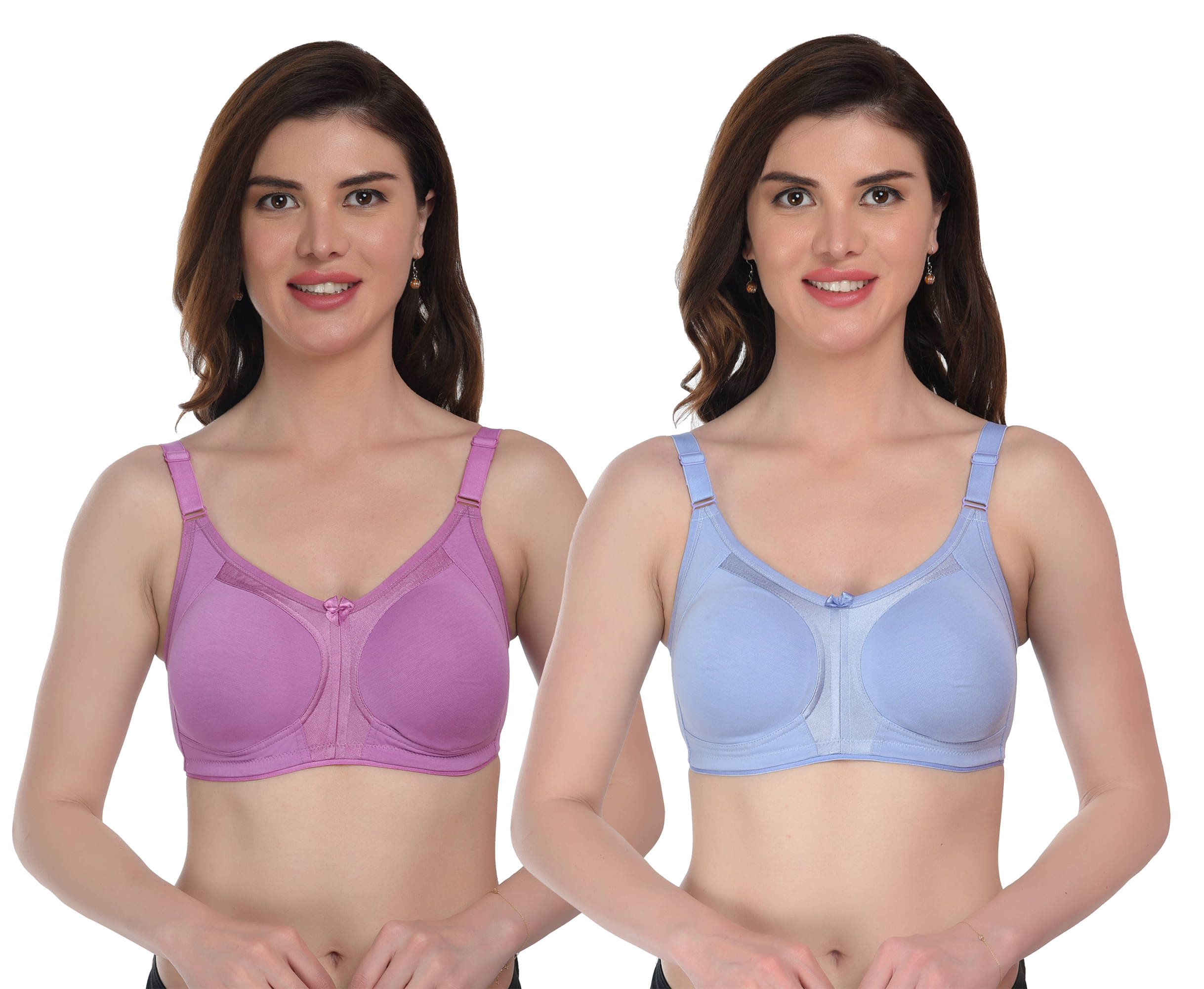     			Viral Girl Pack of 2 Lycra Non Padded Women's T-Shirt Bra ( Blue ) VM-RIVA-PINK-SKYBLUE