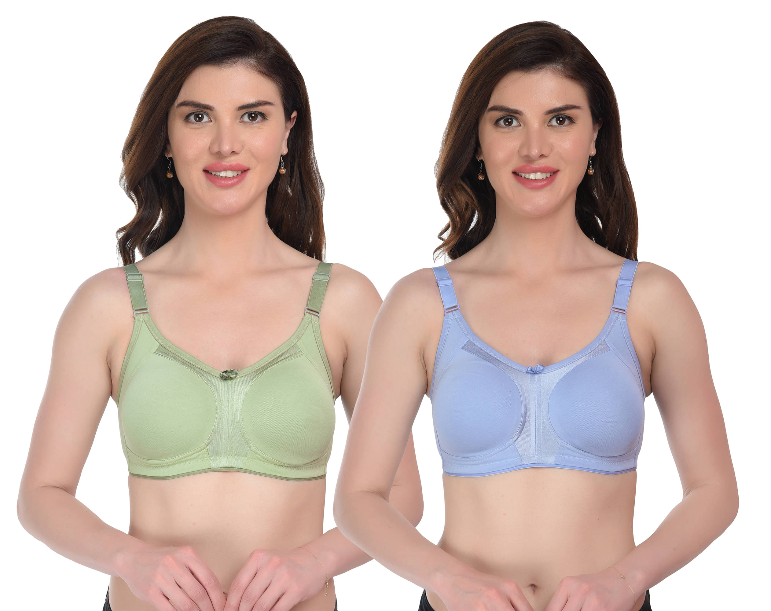 Viral Girl Pack of 2 Lycra Non Padded Women's T-Shirt Bra ( Green ) VM-RIVA-PISTA-SKYBLUE     			Viral Girl Pack of 2 Lycra Non Padded Women's T-Shirt Bra ( Green ) VM-RIVA-PISTA-SKYBLUE