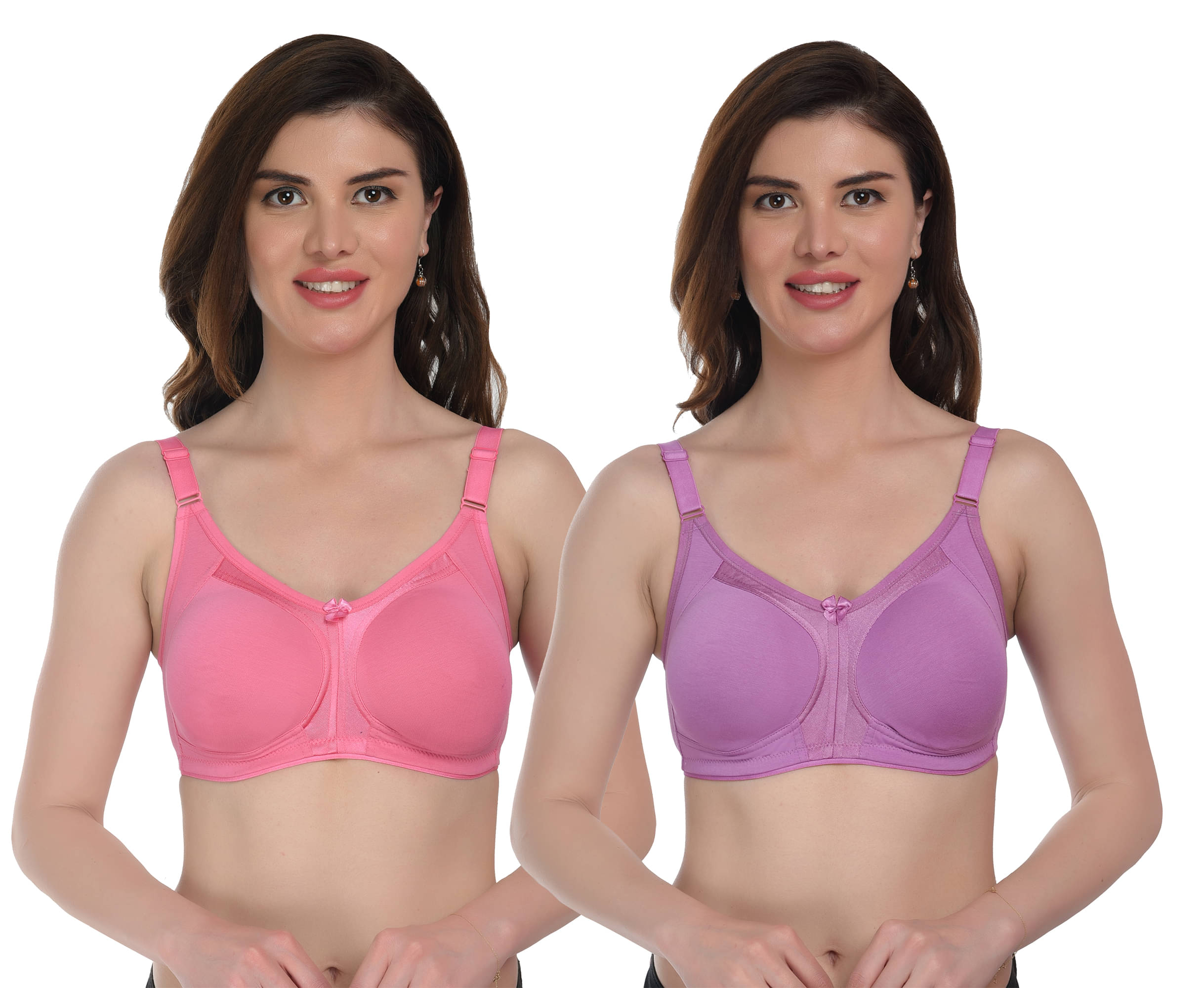     			Viral Girl Pack of 2 Lycra Non Padded Women's Everyday Bra ( Pink ) VM-RIVA-LIGHTPINK-PINK